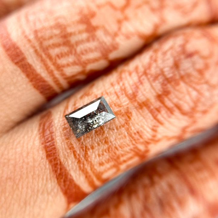 0.55 Ct Baguette Rose Cut Grey Natural Galaxy Diamond