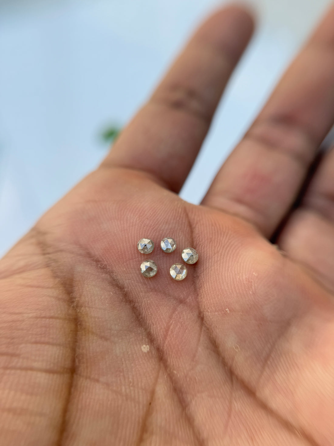 0.15 Ct Round Rose Cut Grey Natural Minimalist Diamond