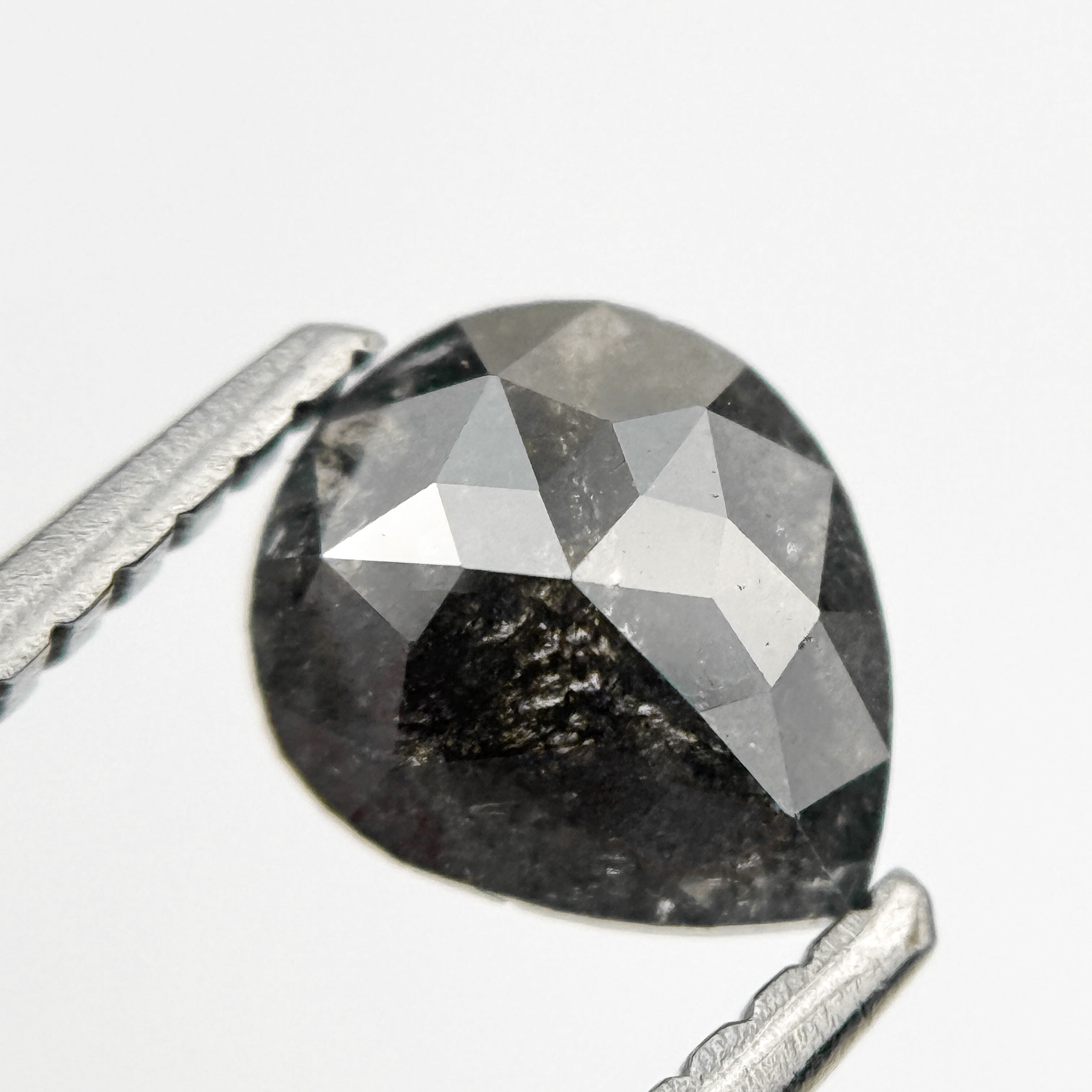 0.79 Ct Pear Rose Cut Grey Natural Fancy Diamond