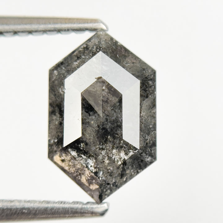 1.64 Ct Hexagon Rose Cut Grey Natural Salt and Pepper Diamond