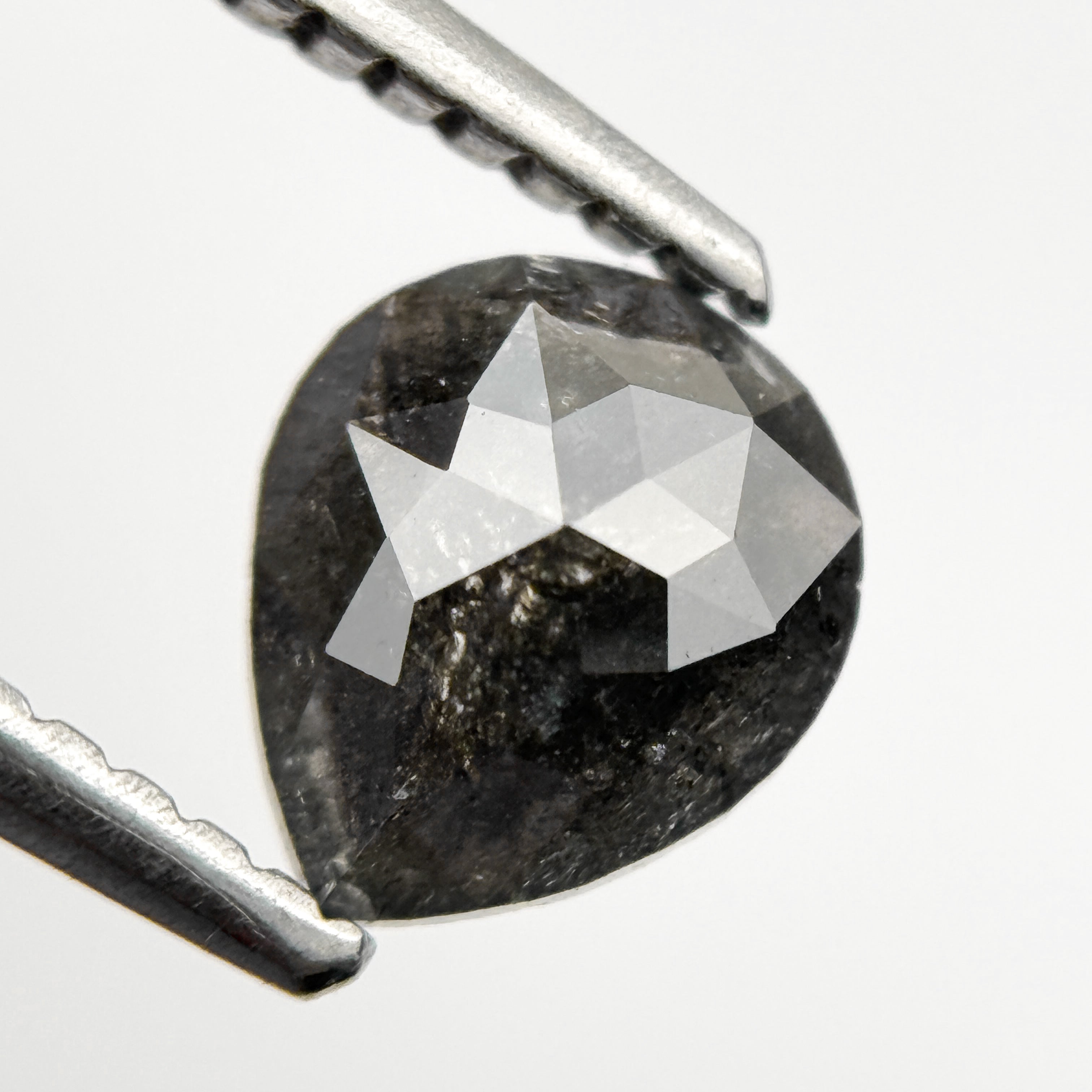 0.79 Ct Pear Rose Cut Grey Natural Fancy Diamond