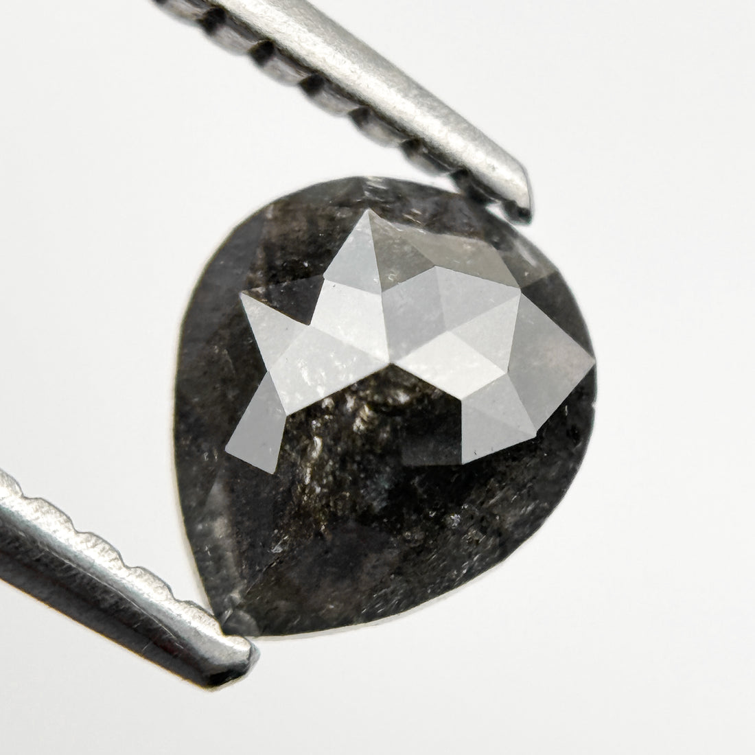 0.79 Ct Pear Rose Cut Grey Natural Fancy Diamond
