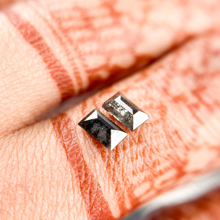 0.47 Ct Baguette Rose Cut Grey Natural Galaxy Diamond