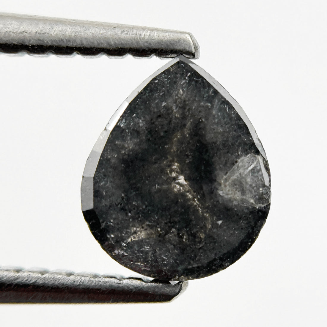 0.79 Ct Pear Rose Cut Grey Natural Fancy Diamond