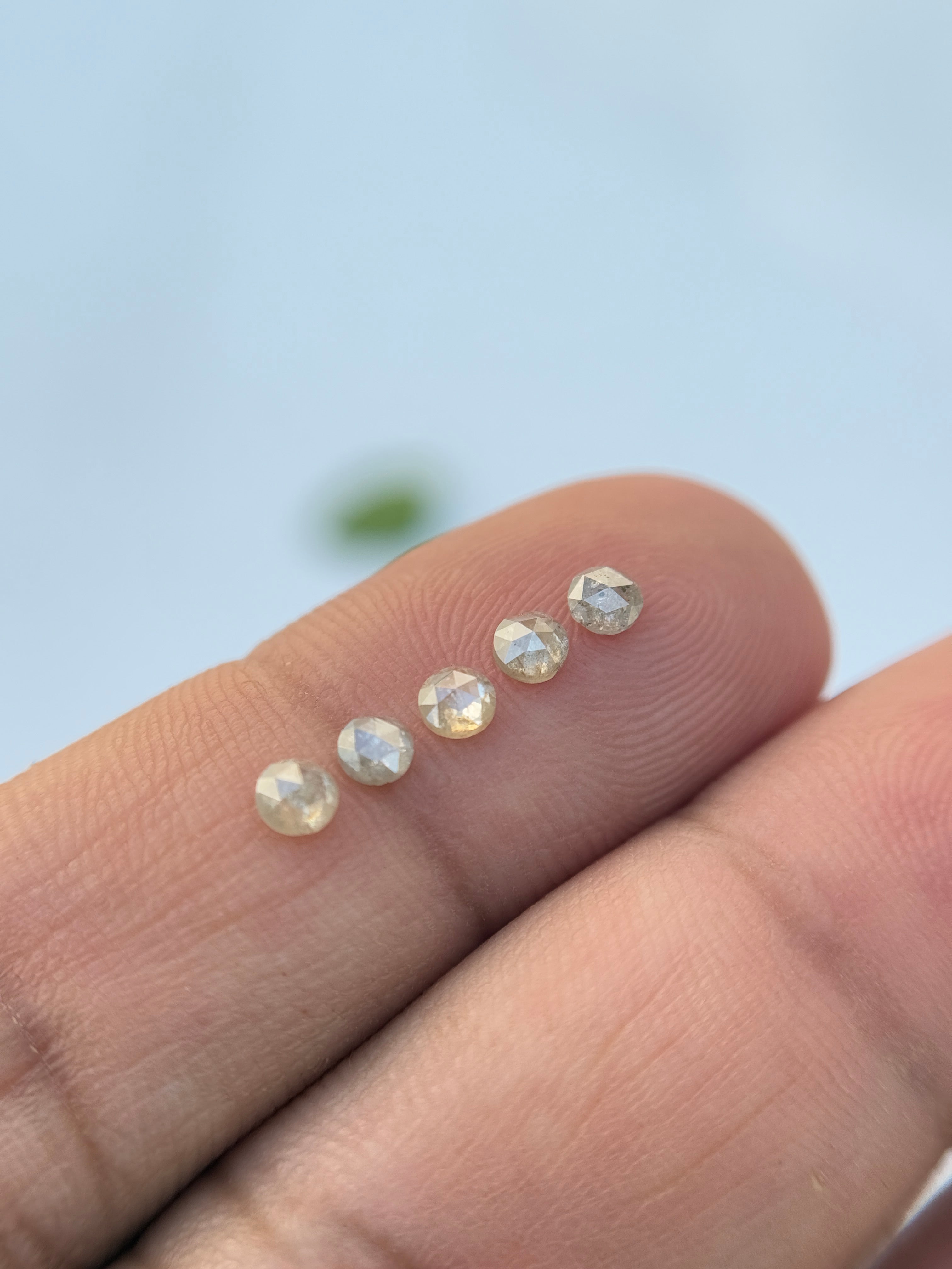 0.15 Ct Round Rose Cut Grey Natural Minimalist Diamond