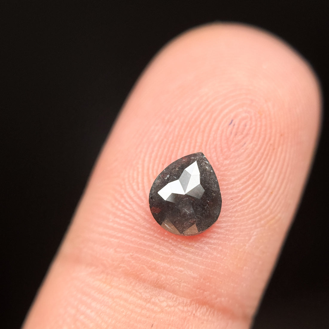 0.79 Ct Pear Rose Cut Grey Natural Fancy Diamond