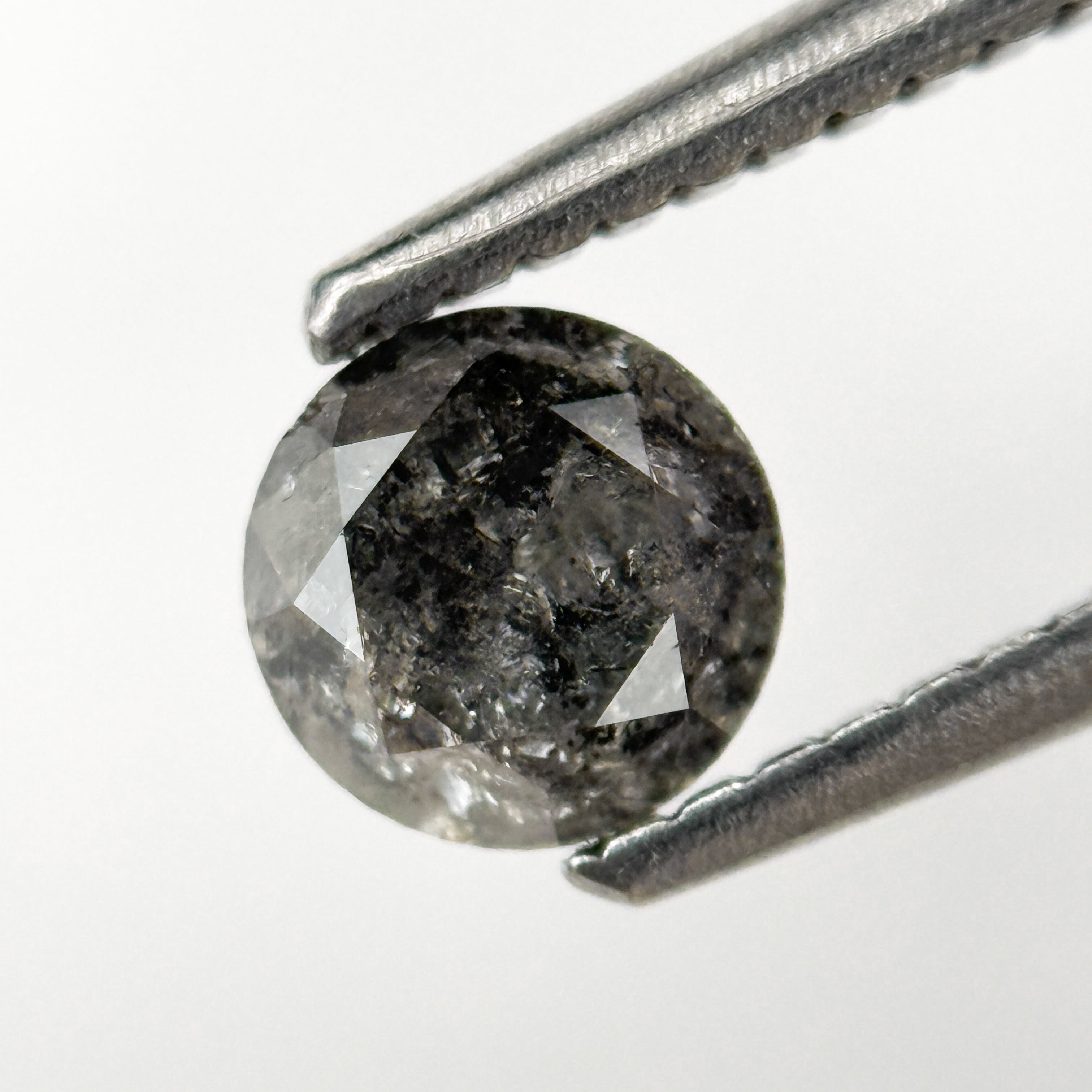 0.69 Ct Round Brilliant Cut Grey Natural Salt and Pepper Diamond