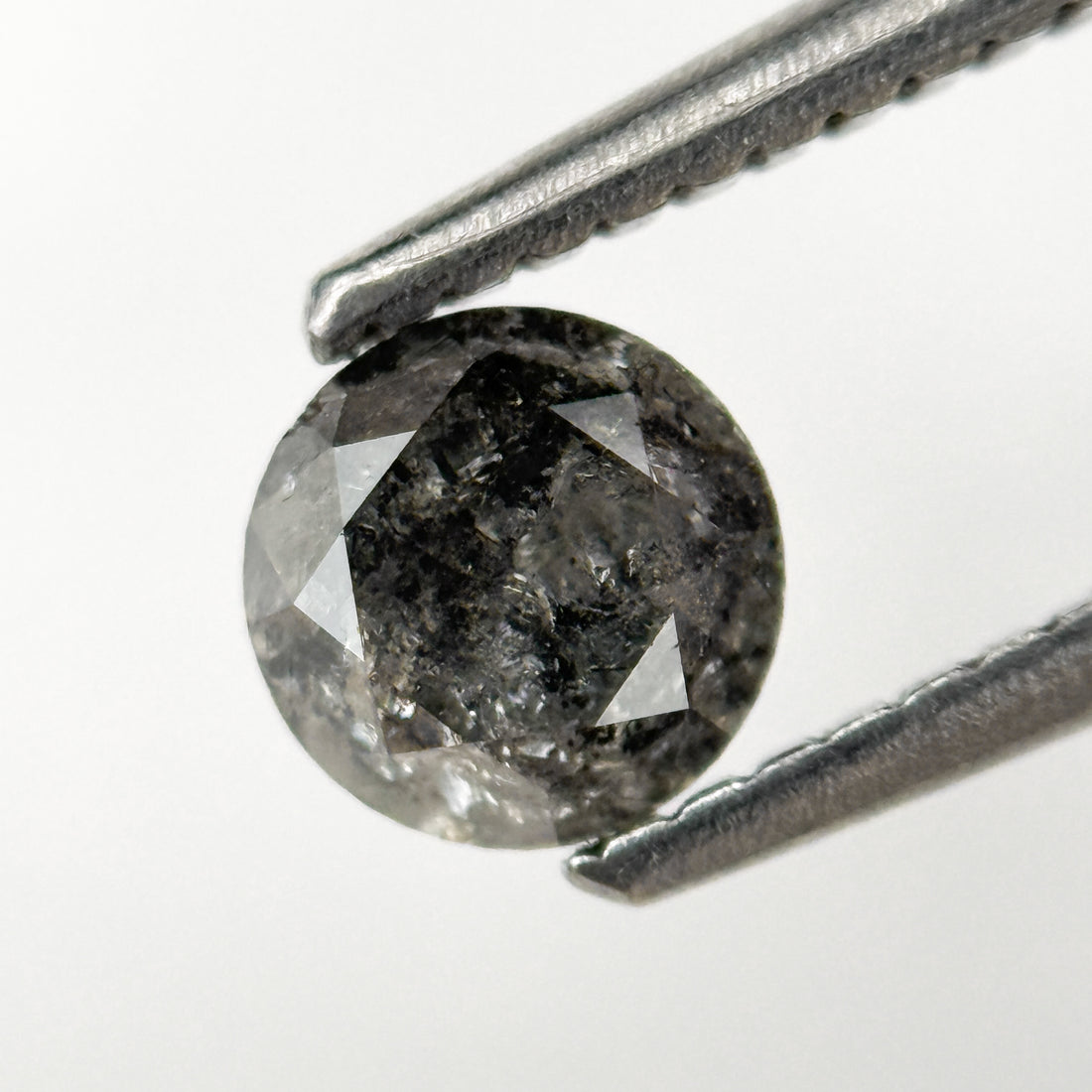 0.69 Ct Round Brilliant Cut Grey Natural Salt and Pepper Diamond