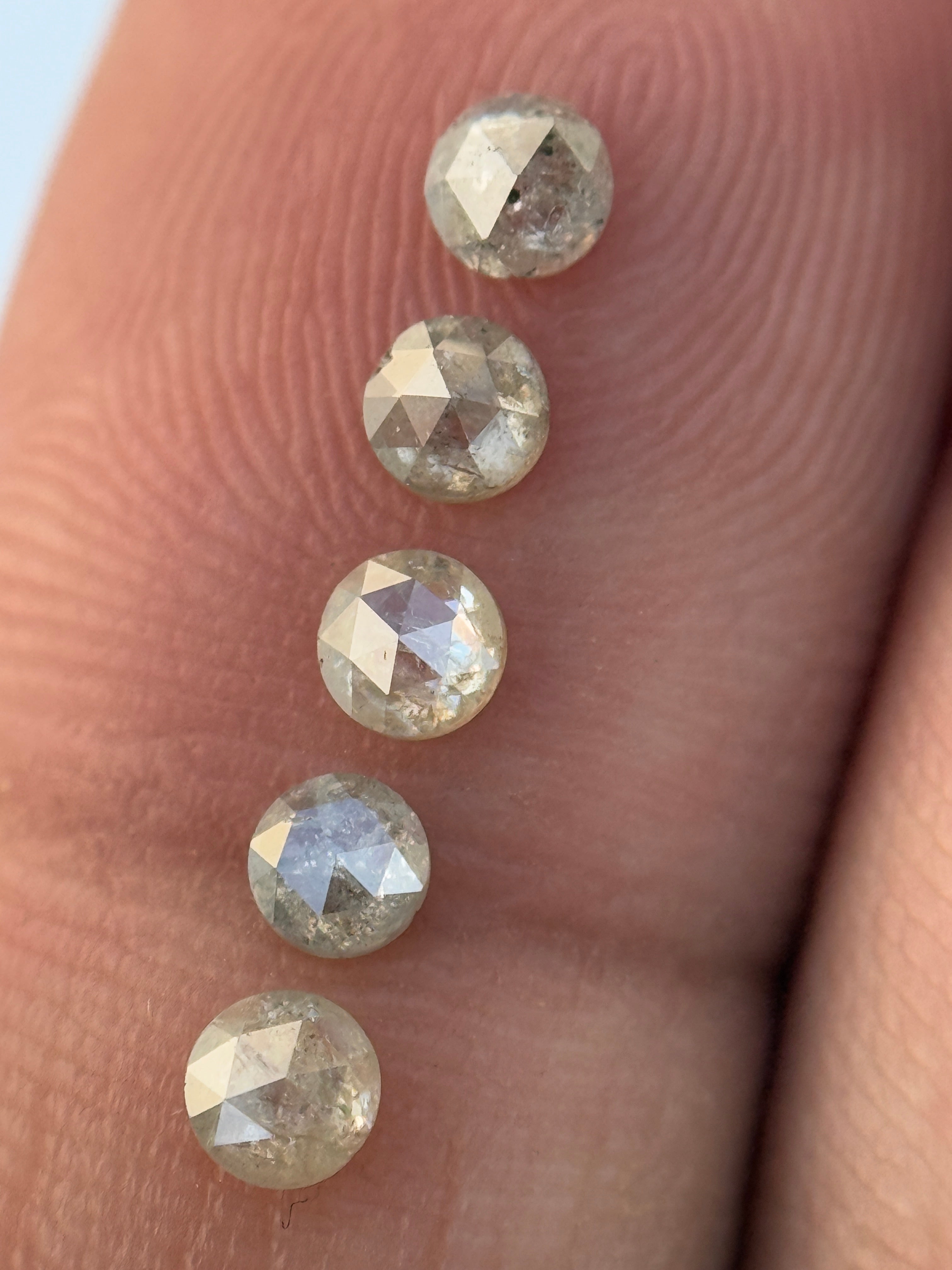 0.15 Ct Round Rose Cut Grey Natural Minimalist Diamond