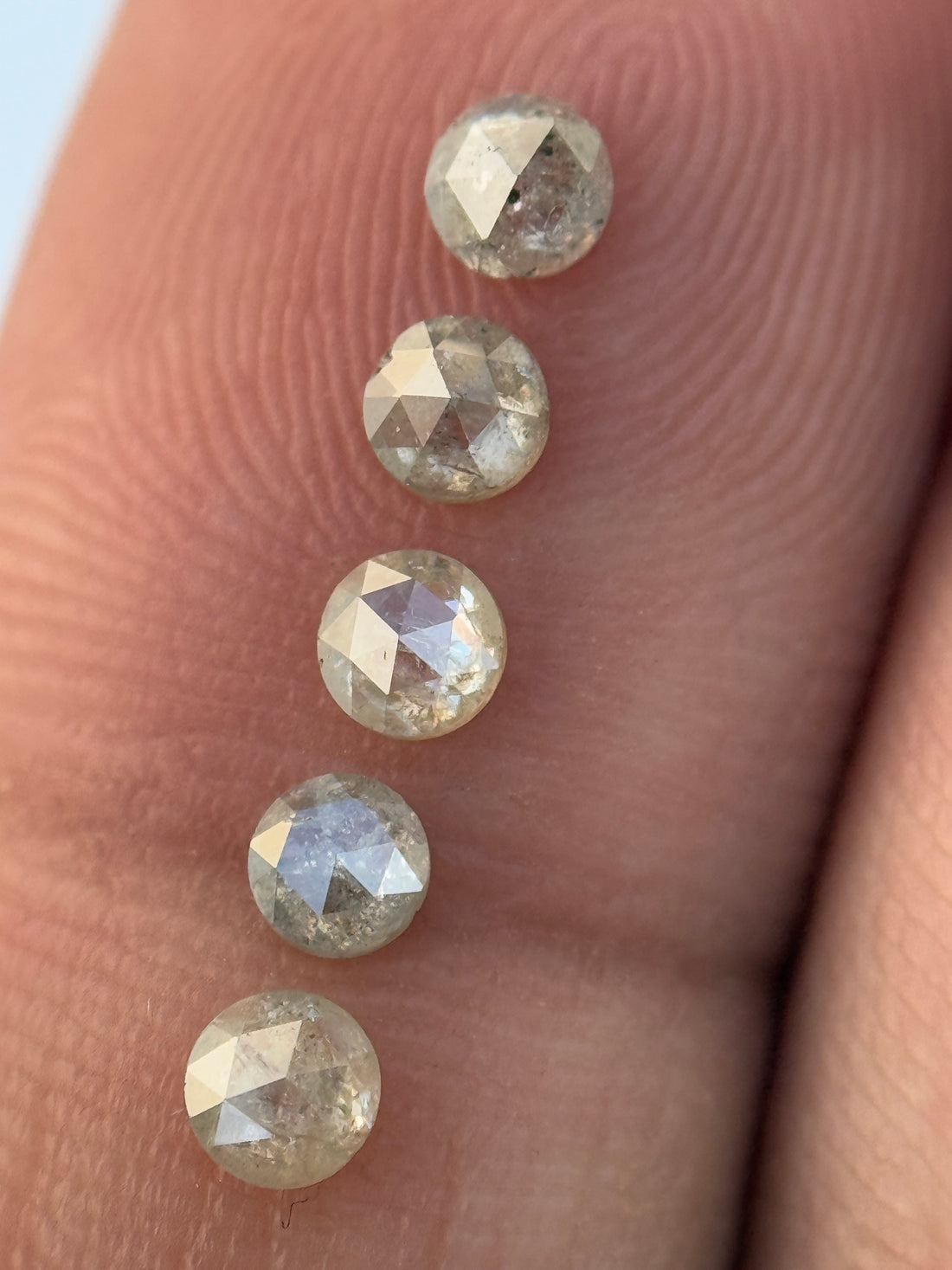 0.15 Ct Round Rose Cut Grey Natural Minimalist Diamond