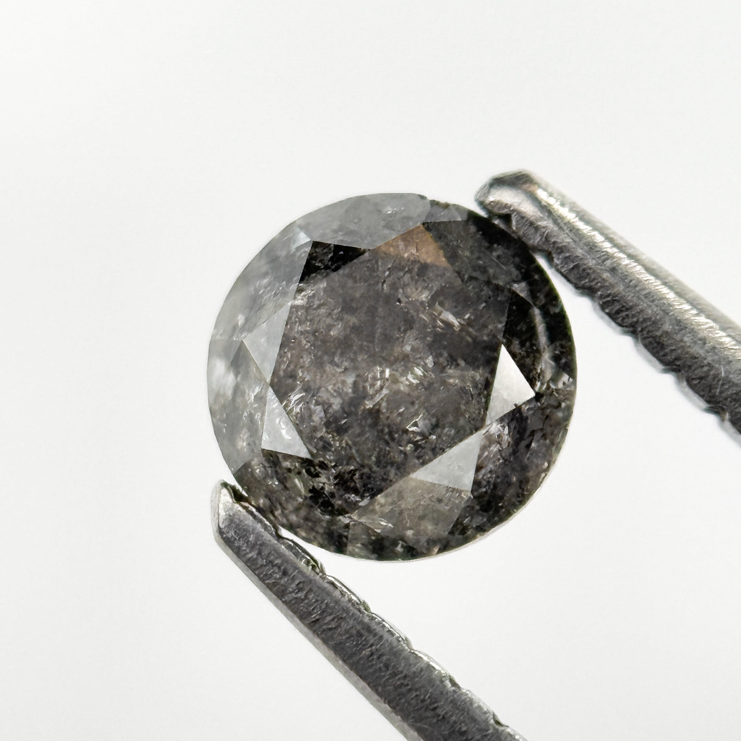 0.69 Ct Round Brilliant Cut Grey Natural Salt and Pepper Diamond