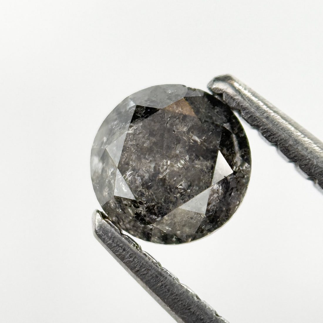 0.69 Ct Round Brilliant Cut Grey Natural Salt and Pepper Diamond