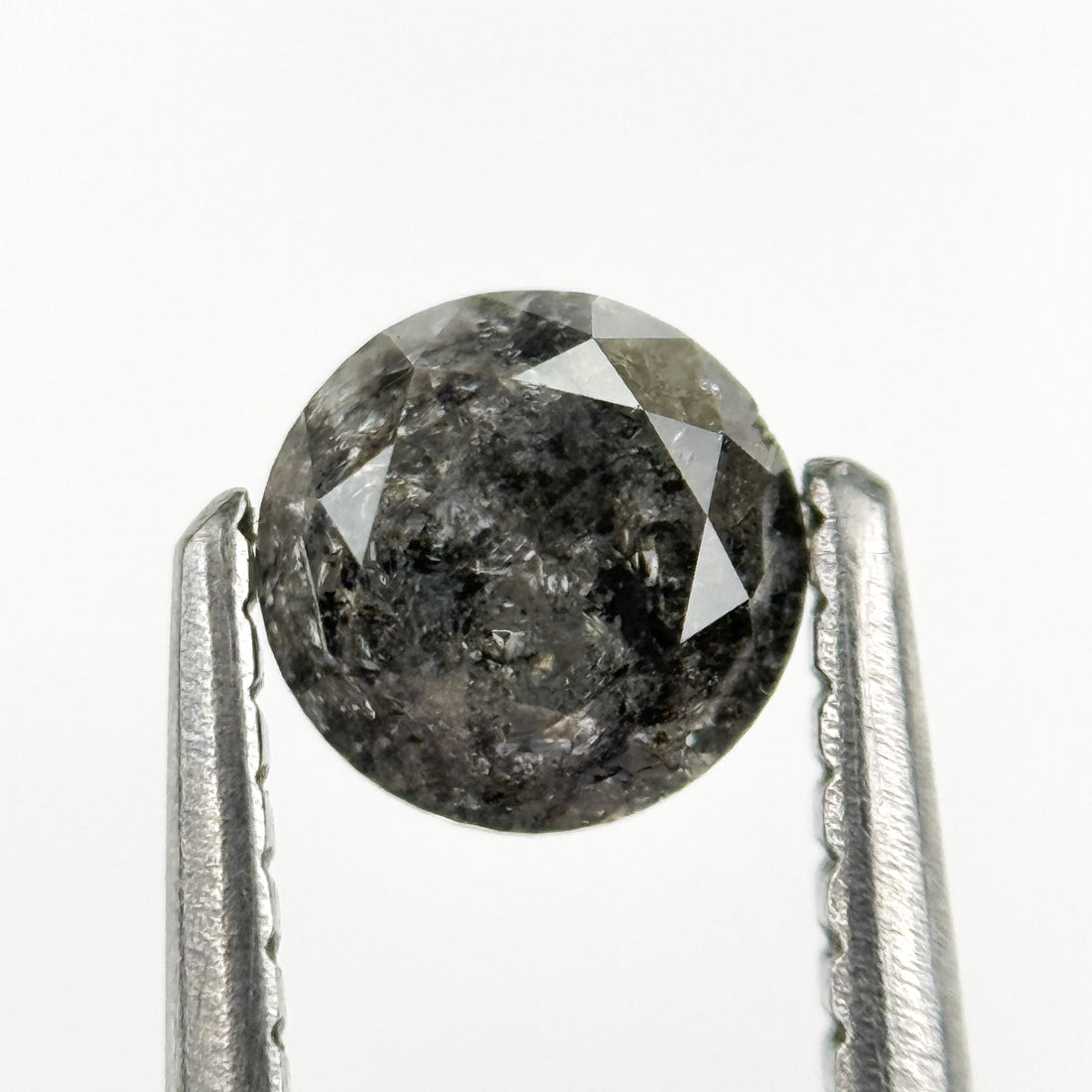 0.69 Ct Round Brilliant Cut Grey Natural Salt and Pepper Diamond