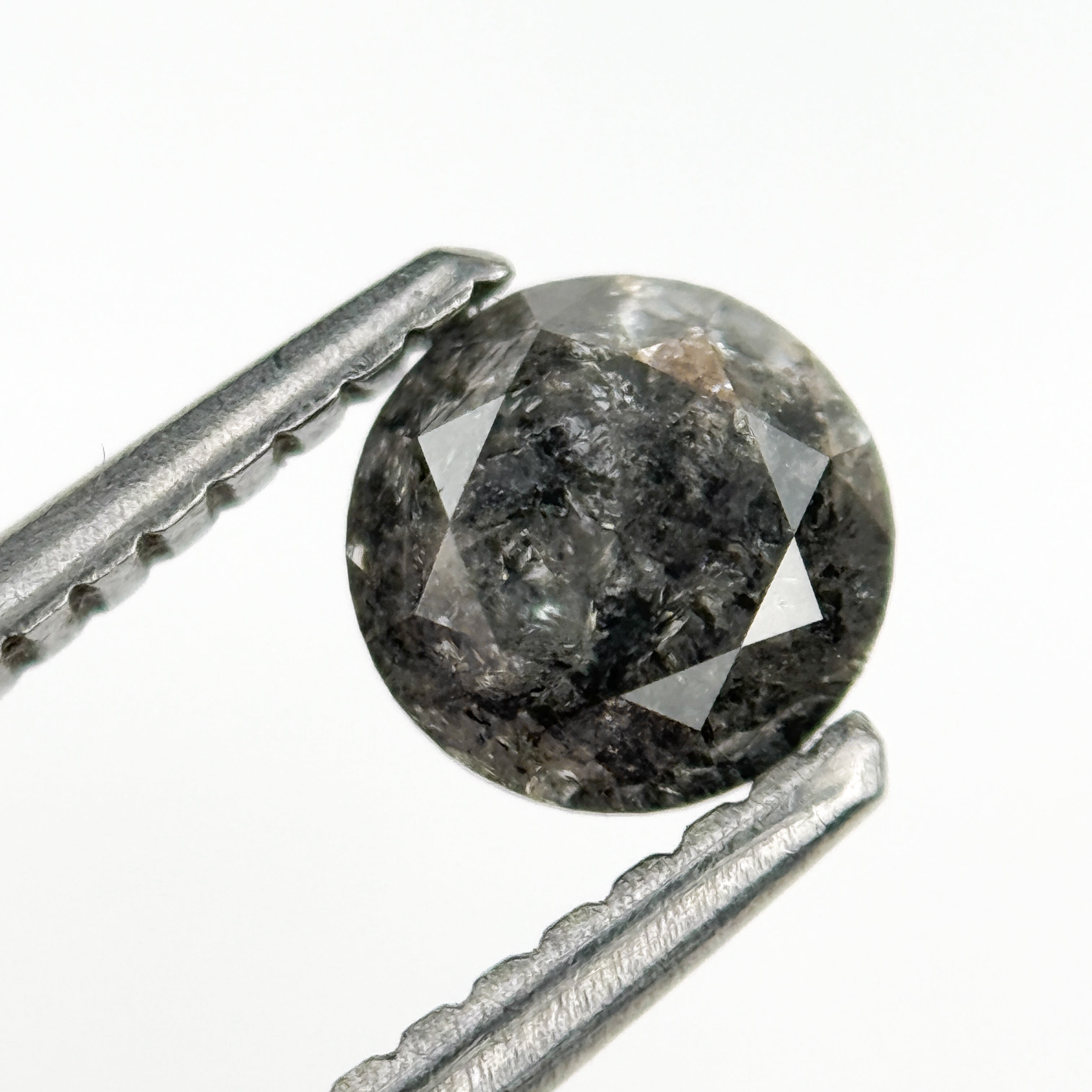 0.69 Ct Round Brilliant Cut Grey Natural Salt and Pepper Diamond