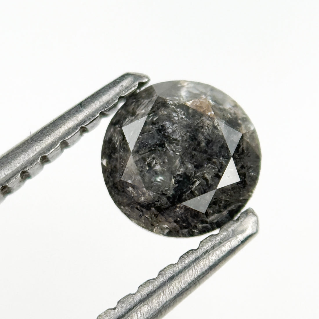 0.69 Ct Round Brilliant Cut Grey Natural Salt and Pepper Diamond