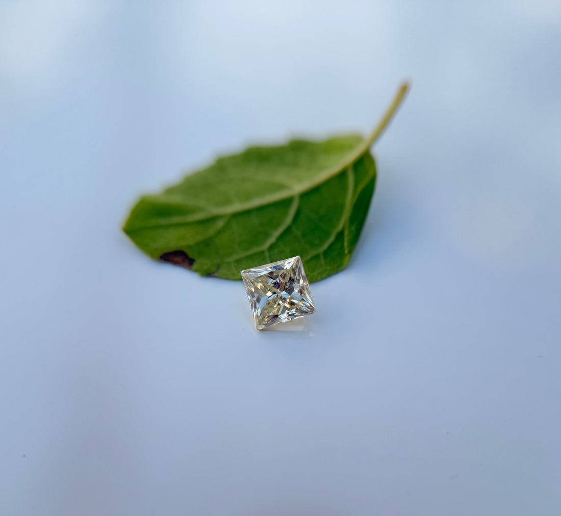 0.63 Ct Princess Rose Cut Grey Natural Salt and Pepper Diamond