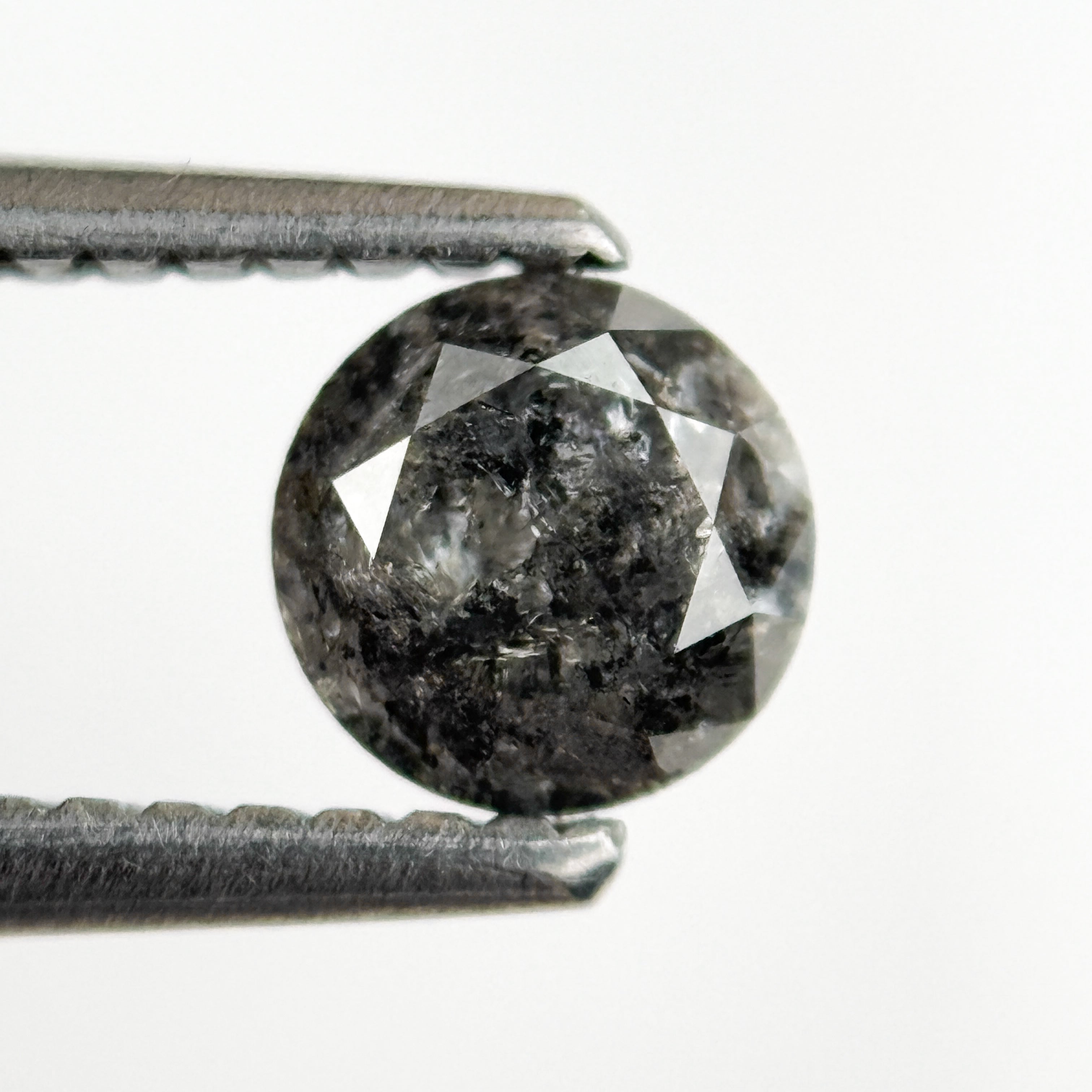 0.69 Ct Round Brilliant Cut Grey Natural Salt and Pepper Diamond