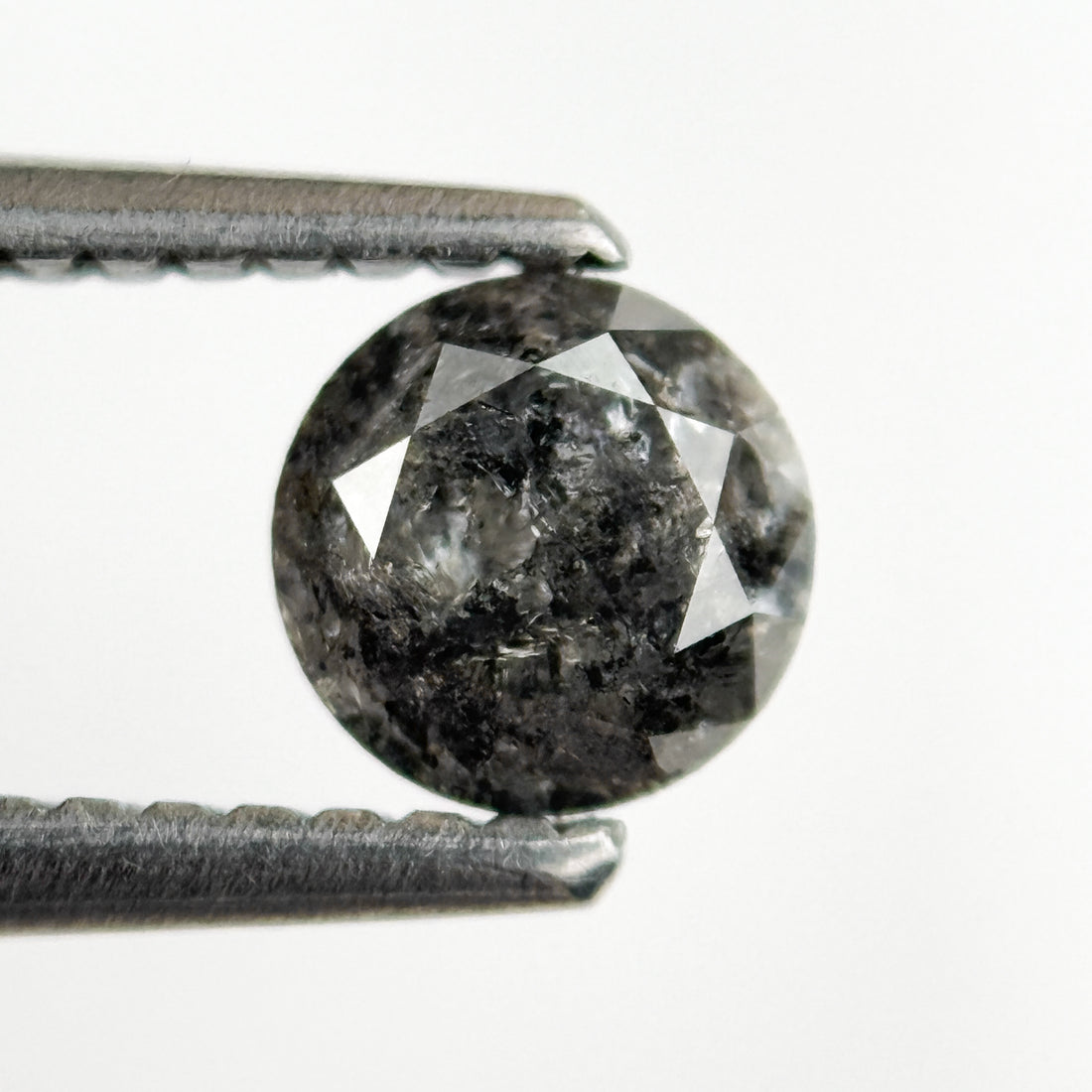 0.69 Ct Round Brilliant Cut Grey Natural Salt and Pepper Diamond