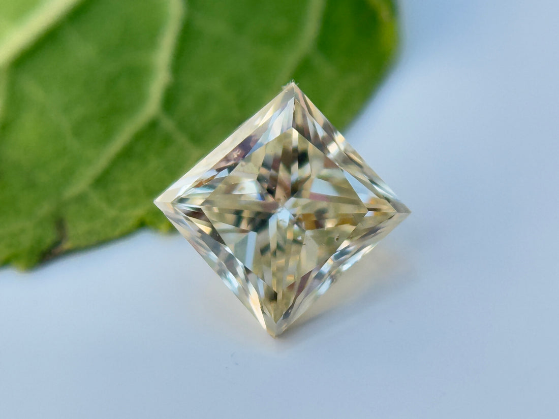 0.63 Ct Princess Rose Cut Grey Natural Salt and Pepper Diamond
