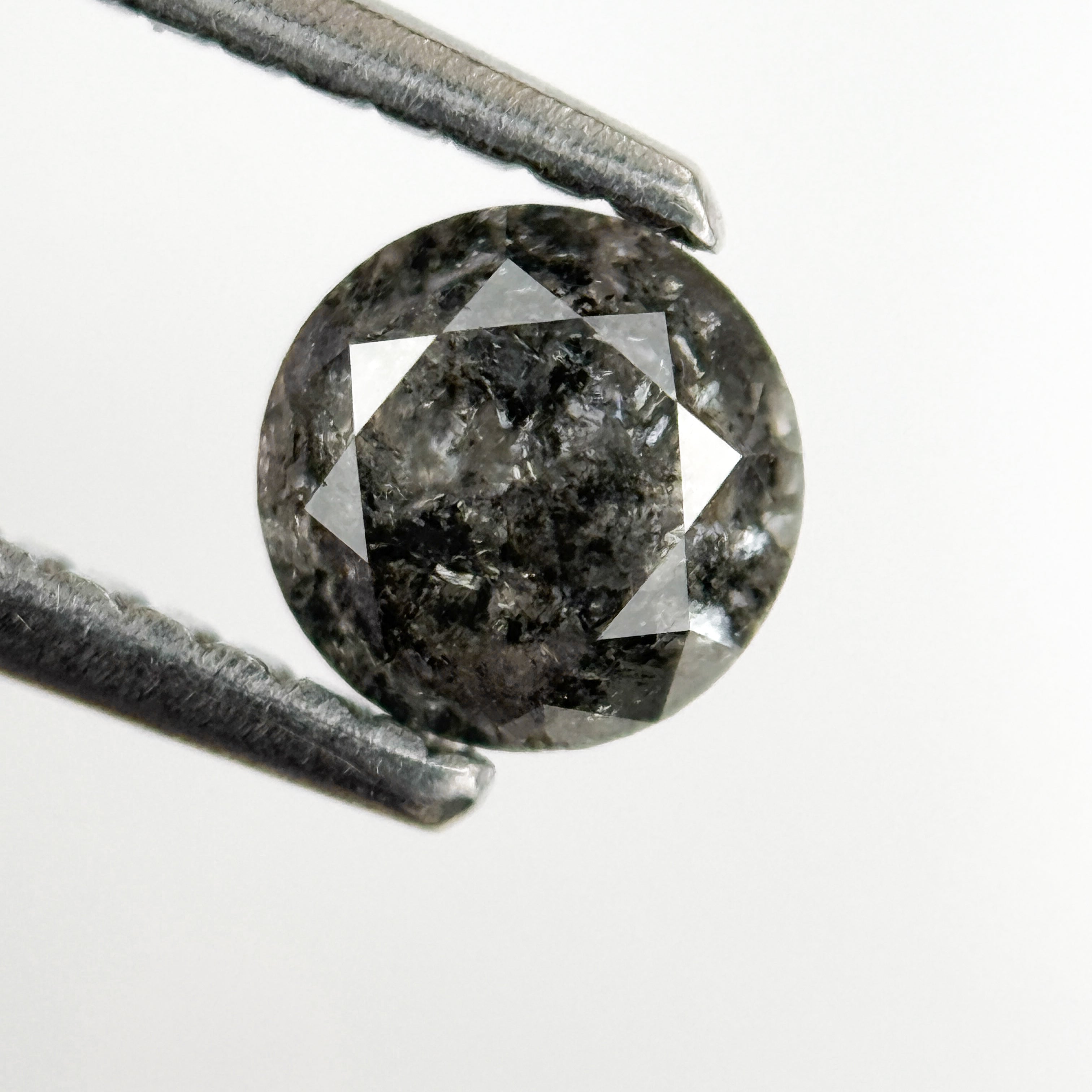 0.69 Ct Round Brilliant Cut Grey Natural Salt and Pepper Diamond