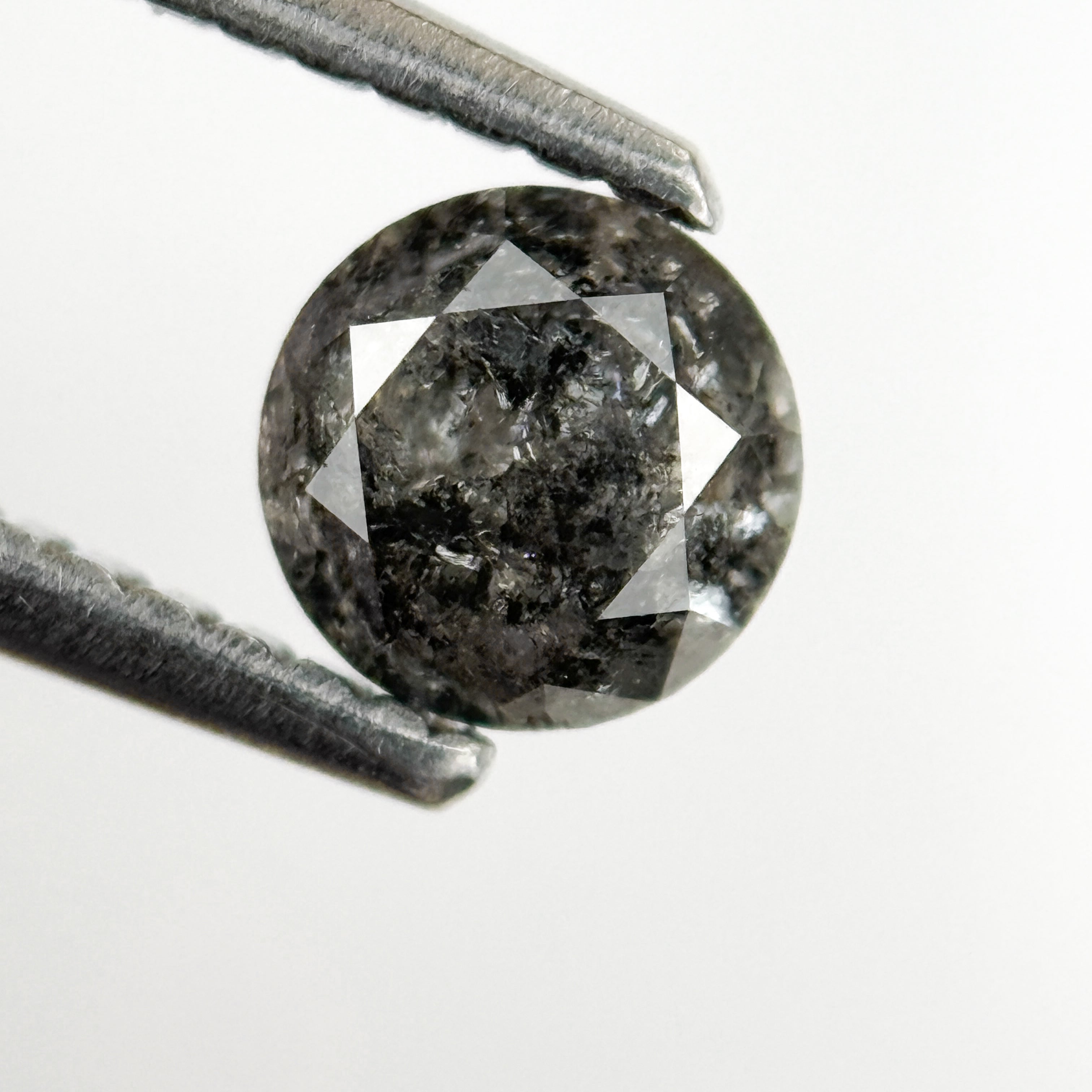 0.69 Ct Round Brilliant Cut Grey Natural Salt and Pepper Diamond