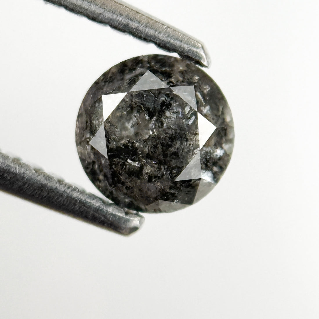 0.69 Ct Round Brilliant Cut Grey Natural Salt and Pepper Diamond