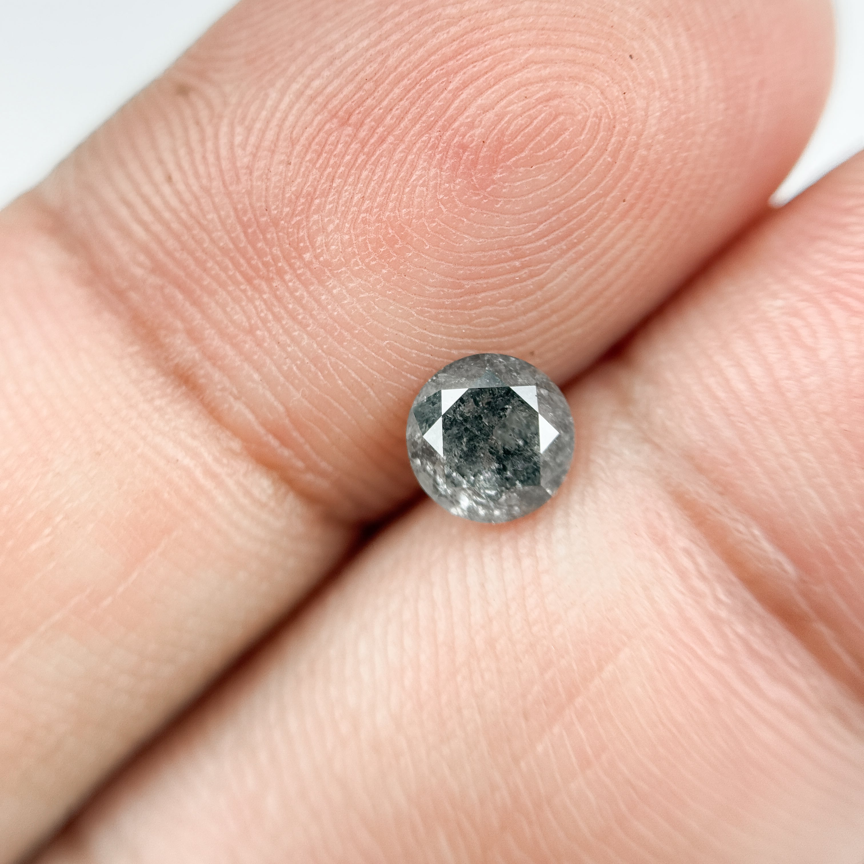 0.69 Ct Round Brilliant Cut Grey Natural Salt and Pepper Diamond