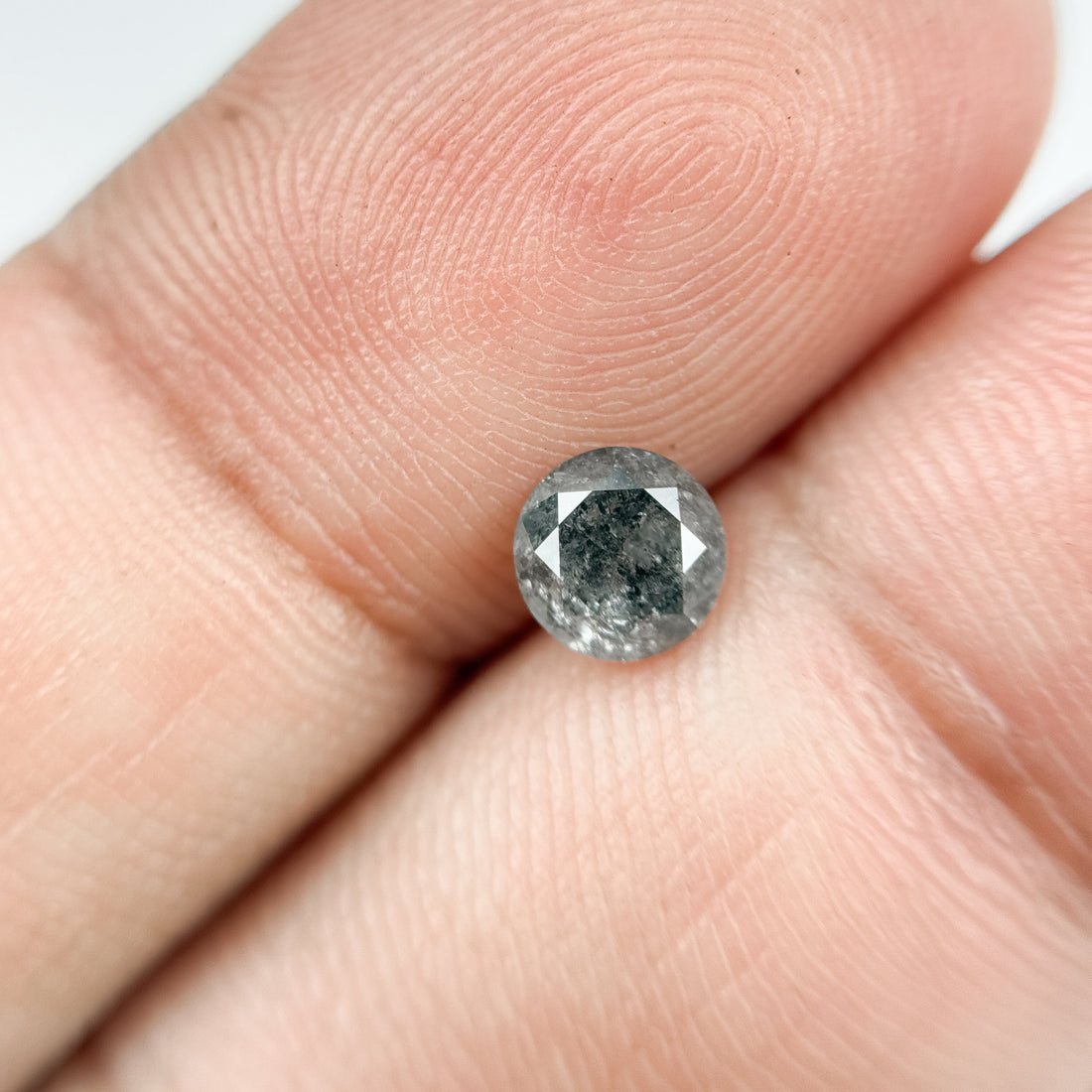 0.69 Ct Round Brilliant Cut Grey Natural Salt and Pepper Diamond