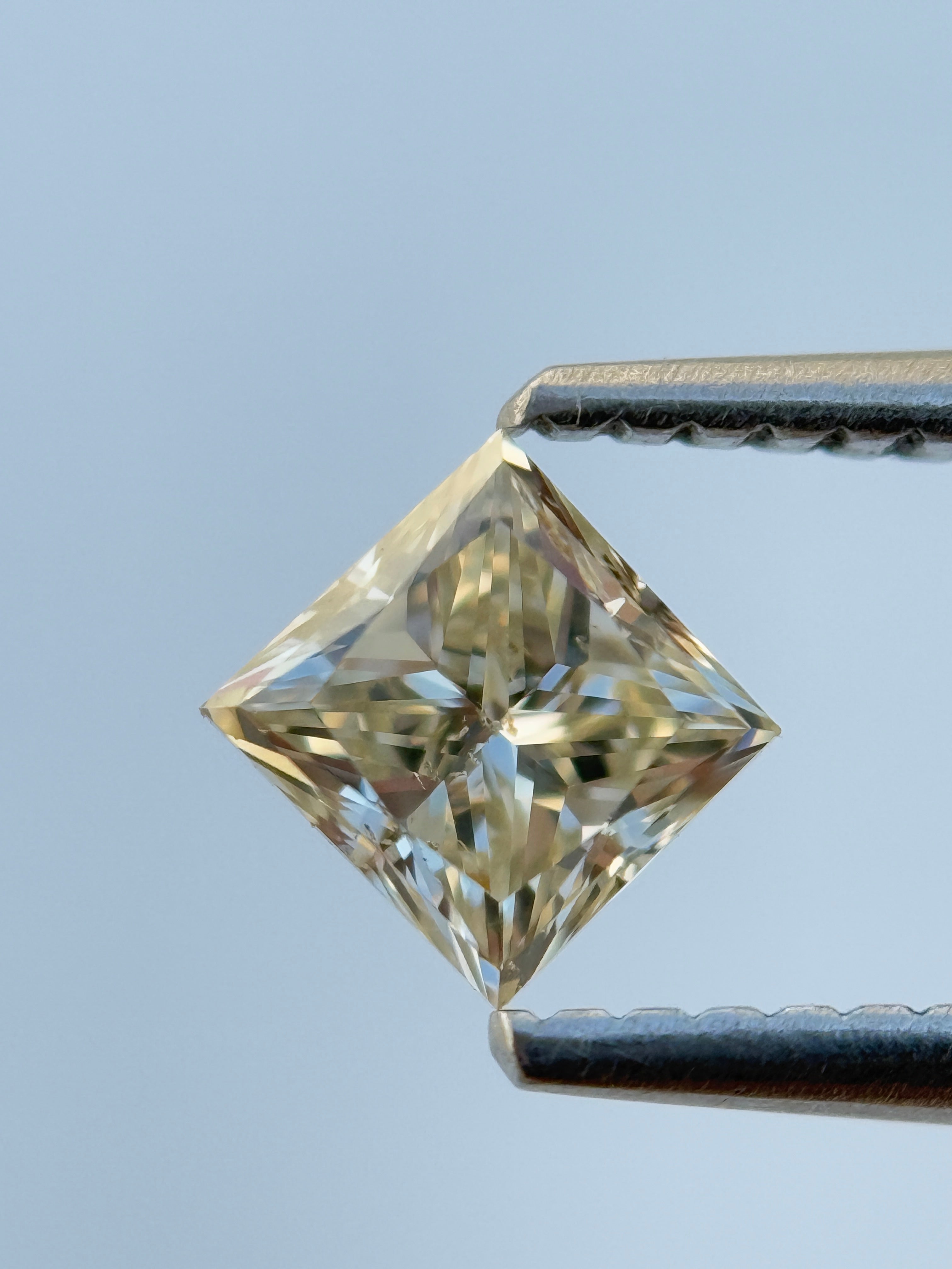 0.63 Ct Princess Rose Cut Grey Natural Salt and Pepper Diamond