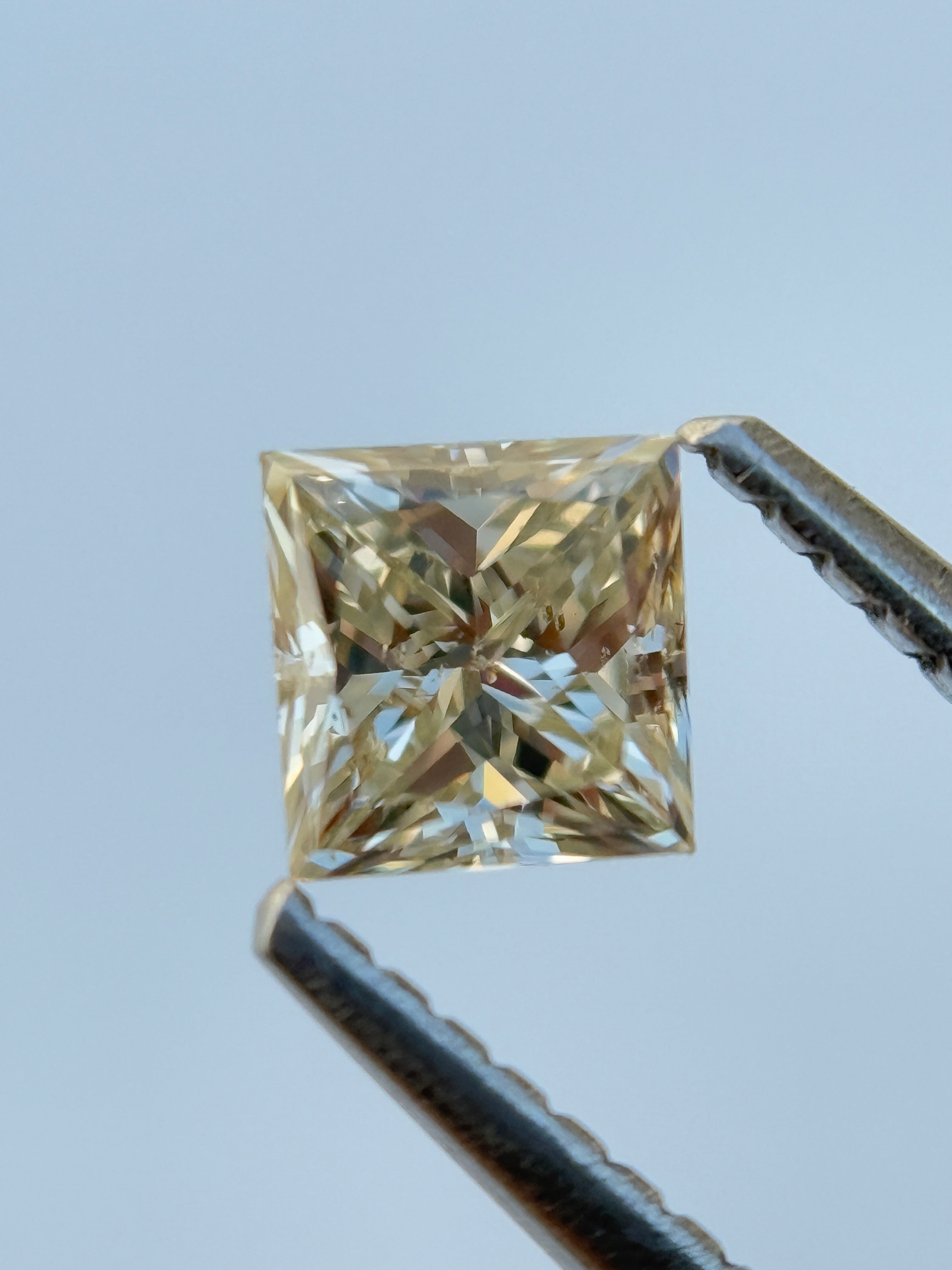 0.63 Ct Princess Rose Cut Grey Natural Salt and Pepper Diamond