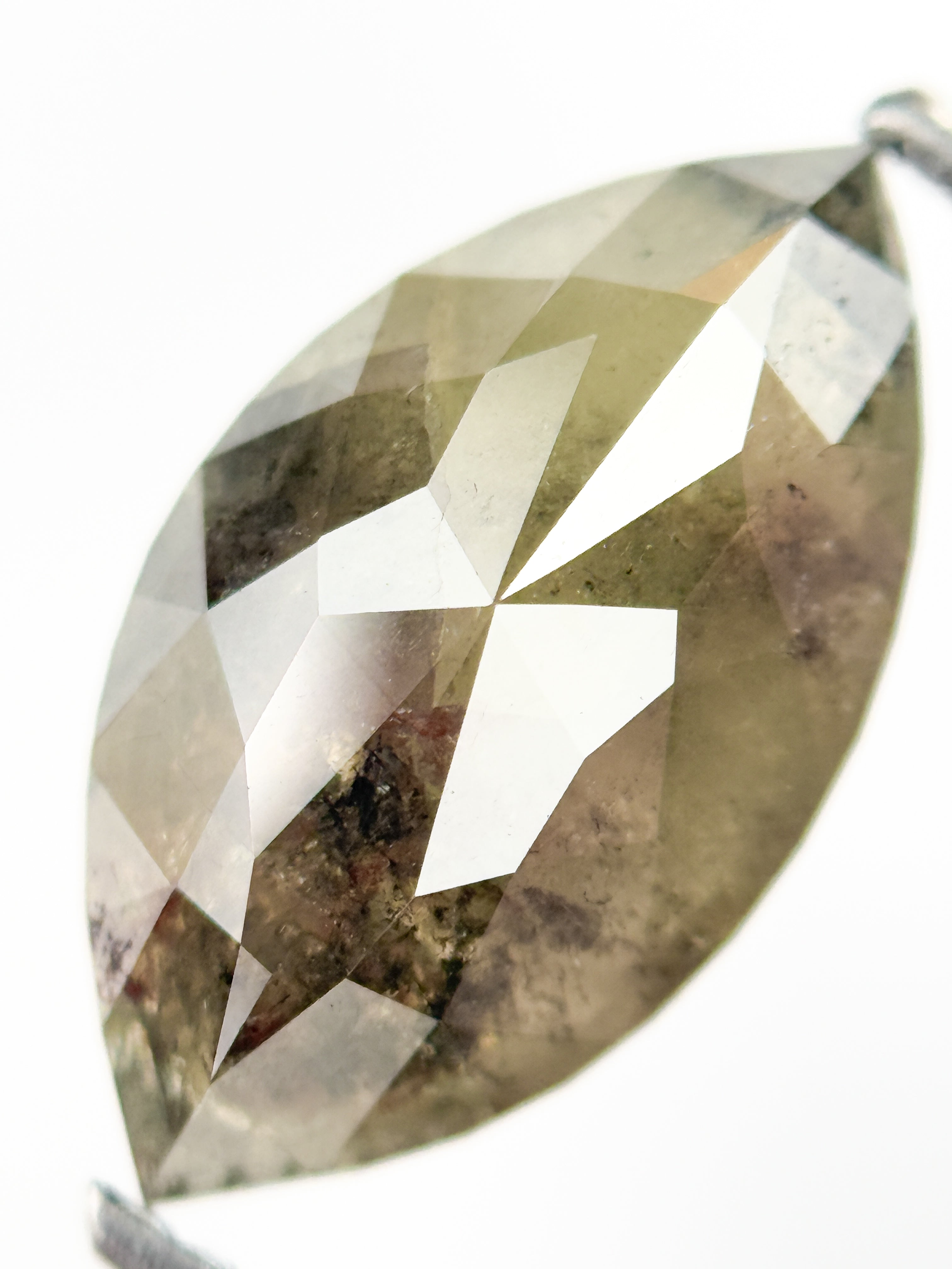 3.97 Ct Marquise Rose Cut Grey Natural Salt and Pepper Diamond