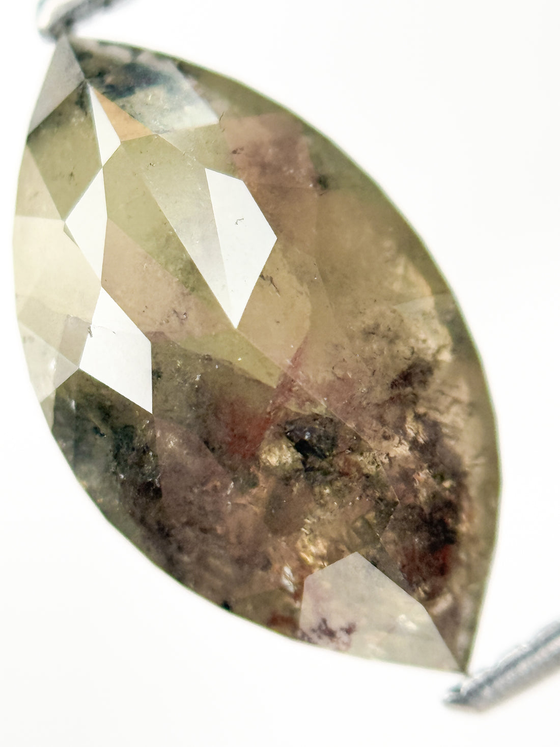 3.97 Ct Marquise Rose Cut Grey Natural Salt and Pepper Diamond