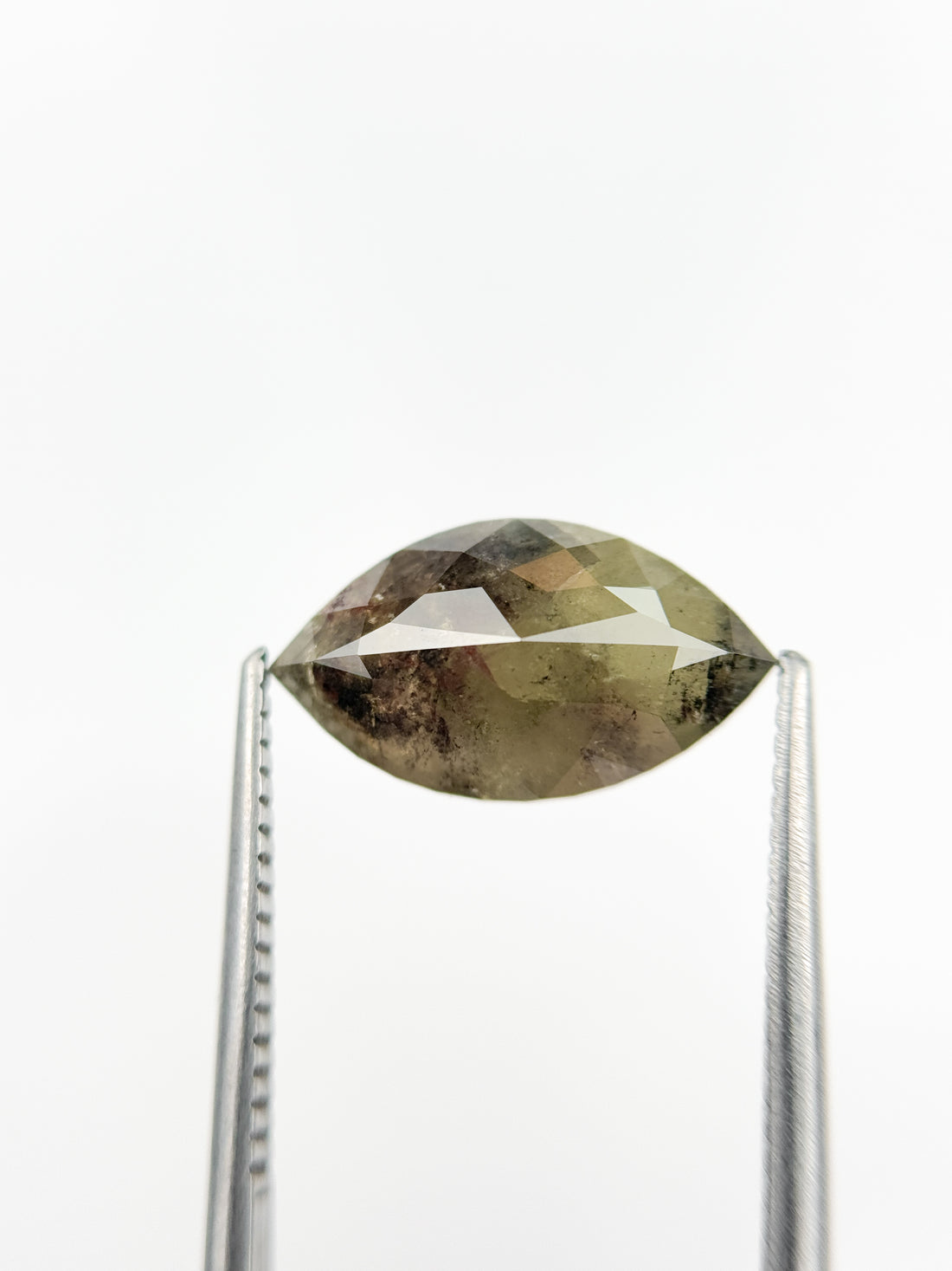 3.97 Ct Marquise Rose Cut Grey Natural Salt and Pepper Diamond