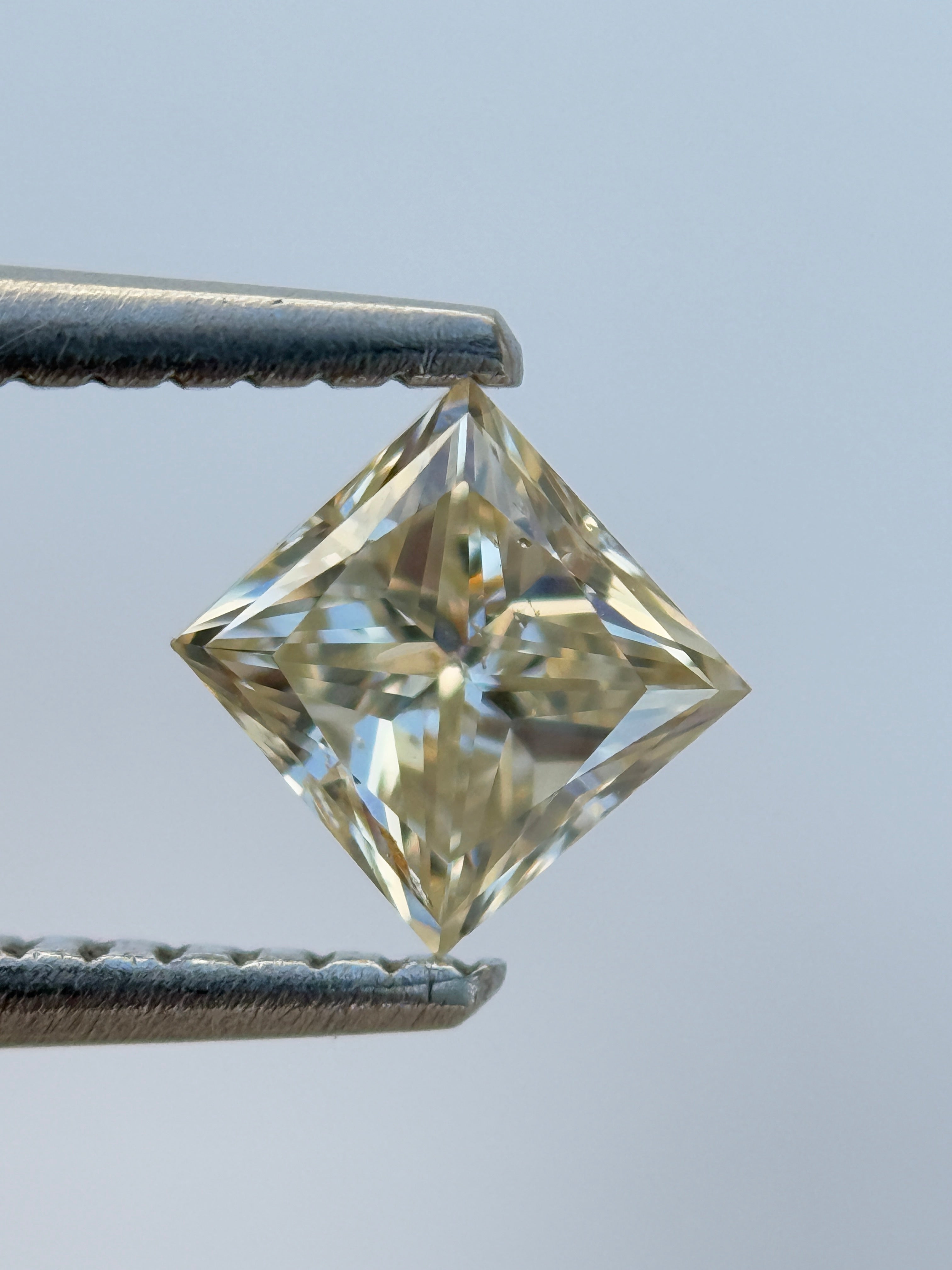 0.63 Ct Princess Rose Cut Grey Natural Salt and Pepper Diamond