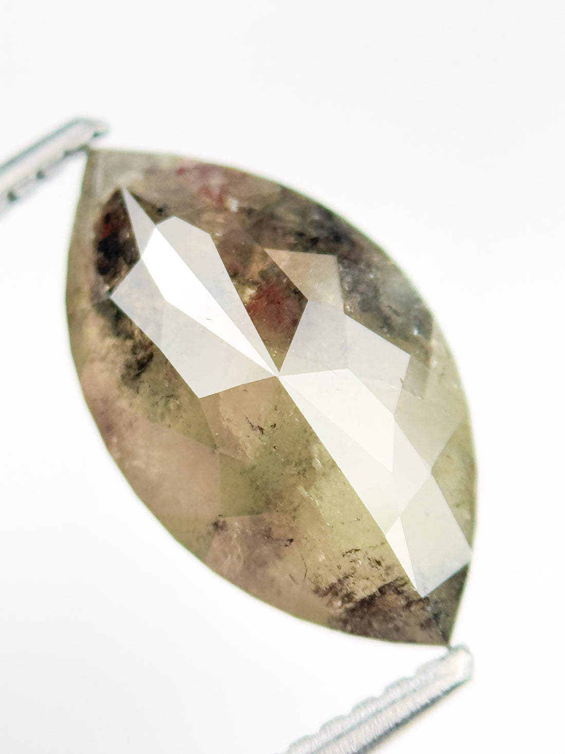 3.97 Ct Marquise Rose Cut Grey Natural Salt and Pepper Diamond
