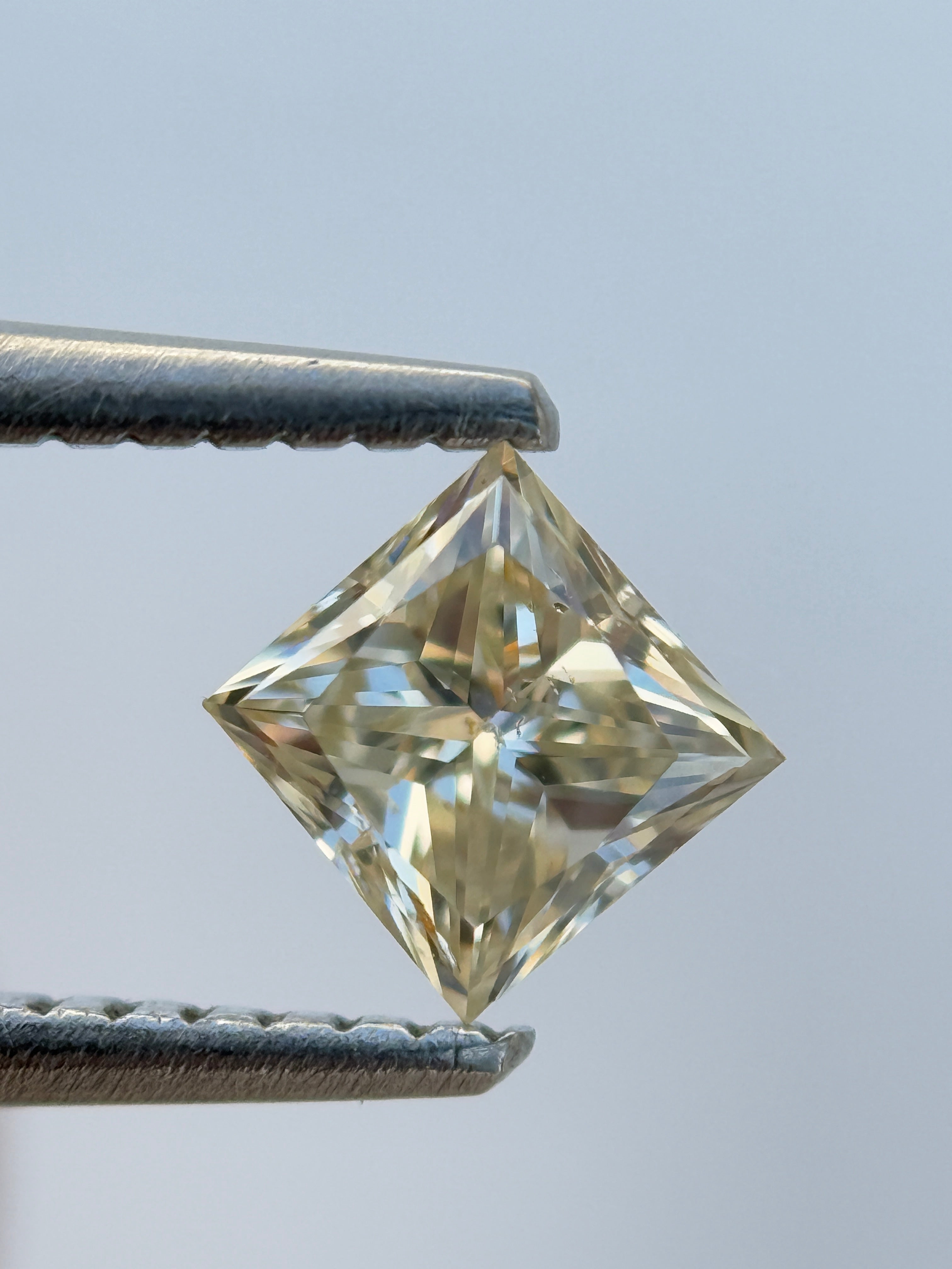 0.63 Ct Princess Rose Cut Grey Natural Salt and Pepper Diamond