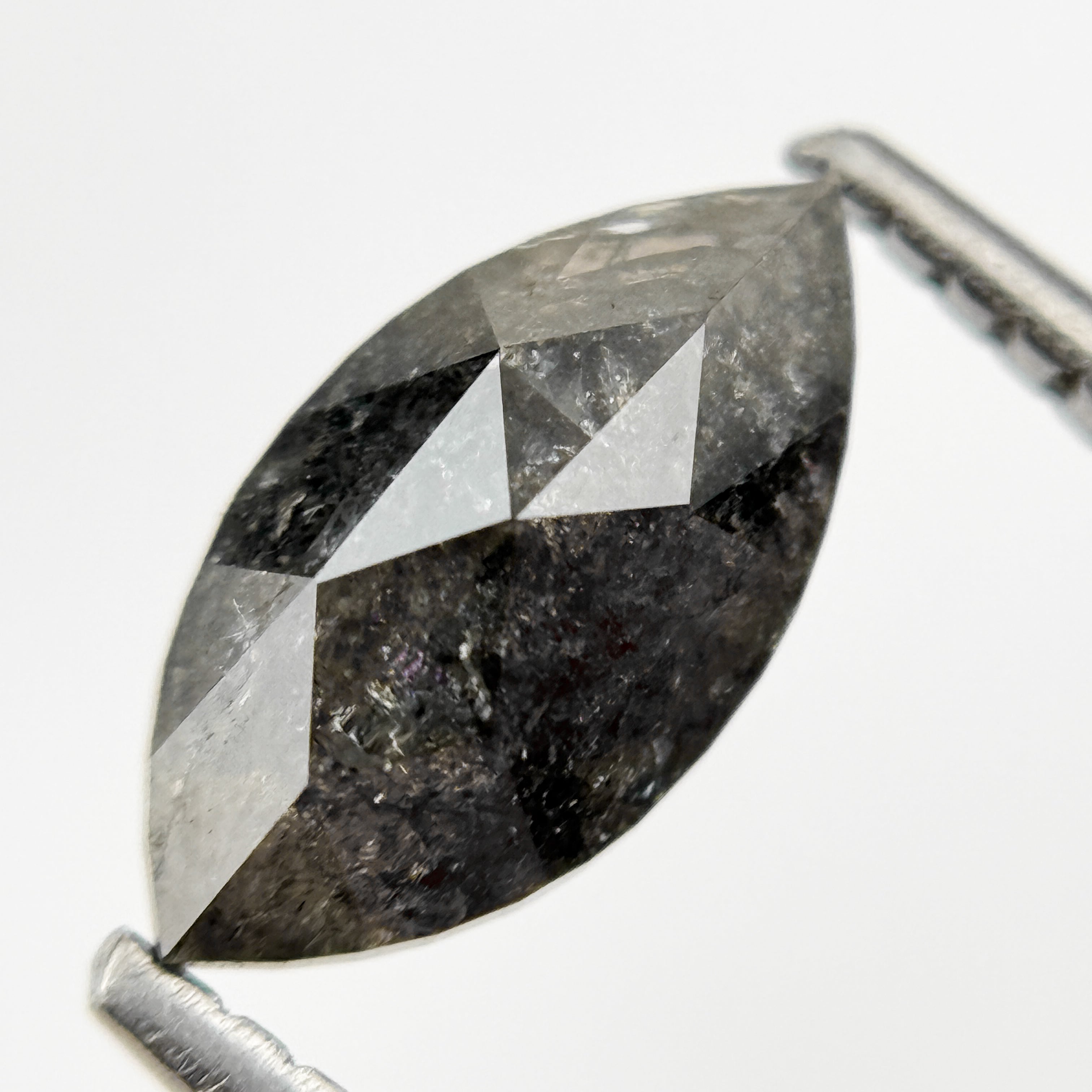1.30 Ct Marquise Rose Cut Grey Natural Galaxy Diamond
