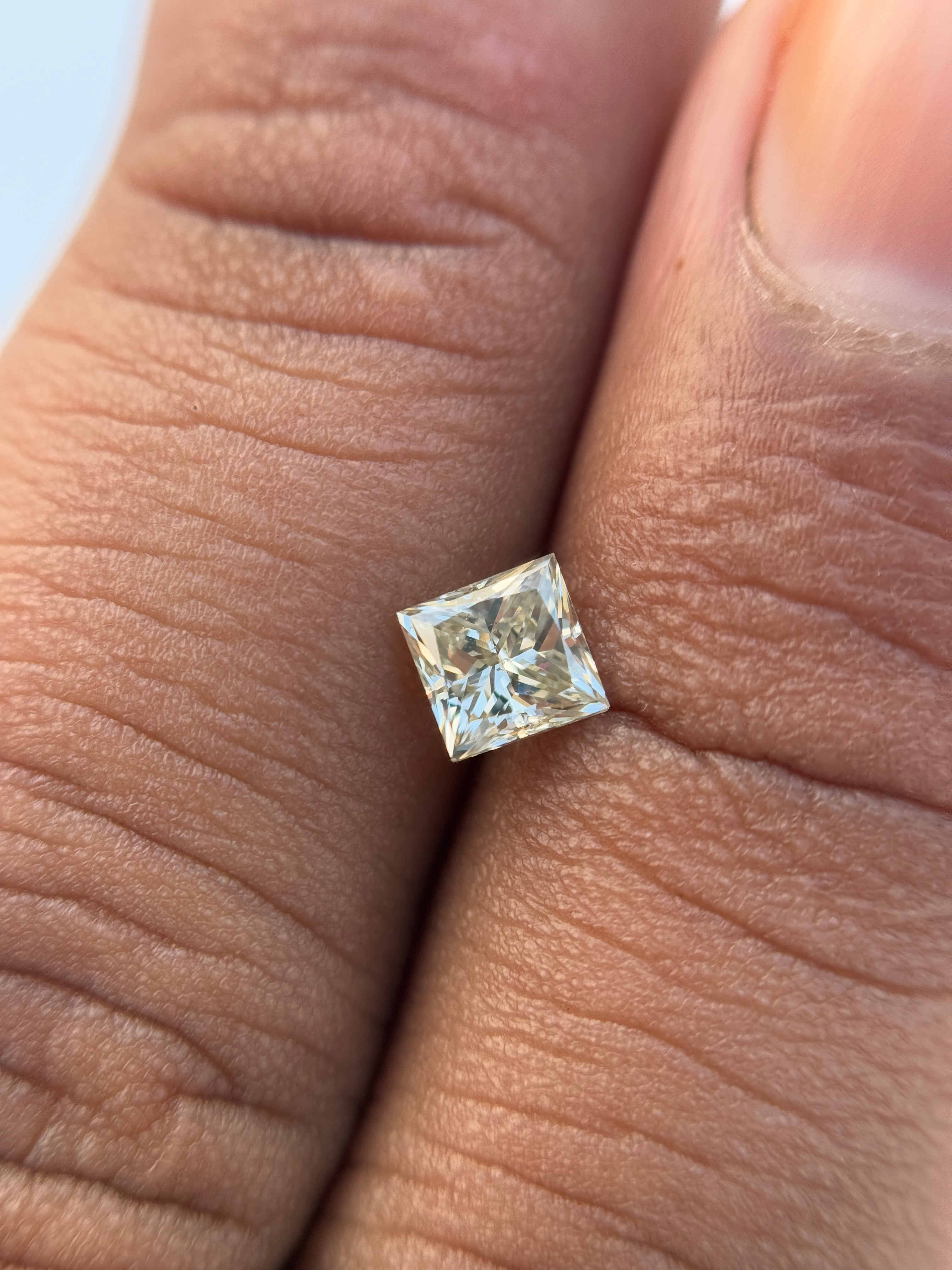 0.63 Ct Princess Rose Cut Grey Natural Salt and Pepper Diamond