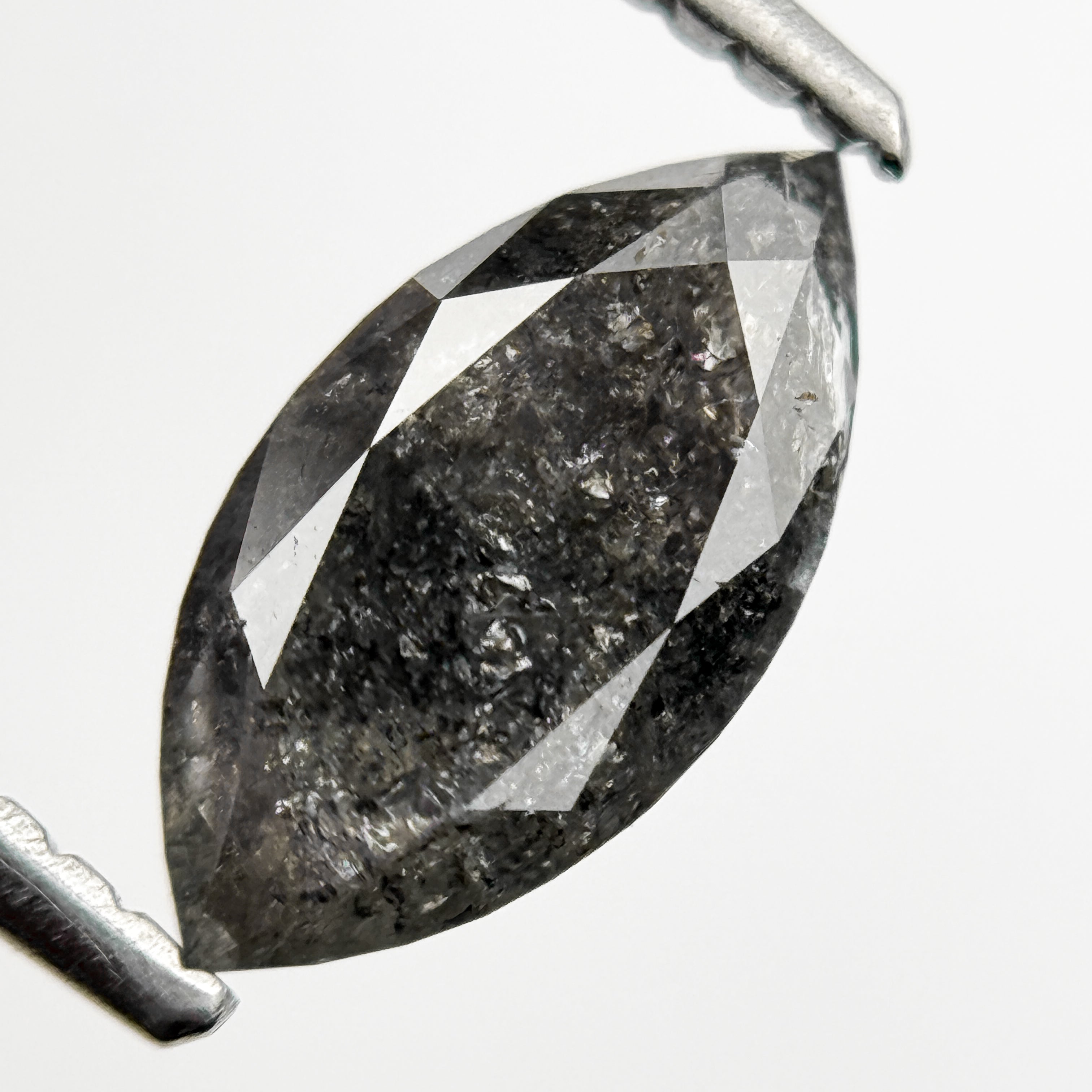 1.30 Ct Marquise Rose Cut Grey Natural Galaxy Diamond