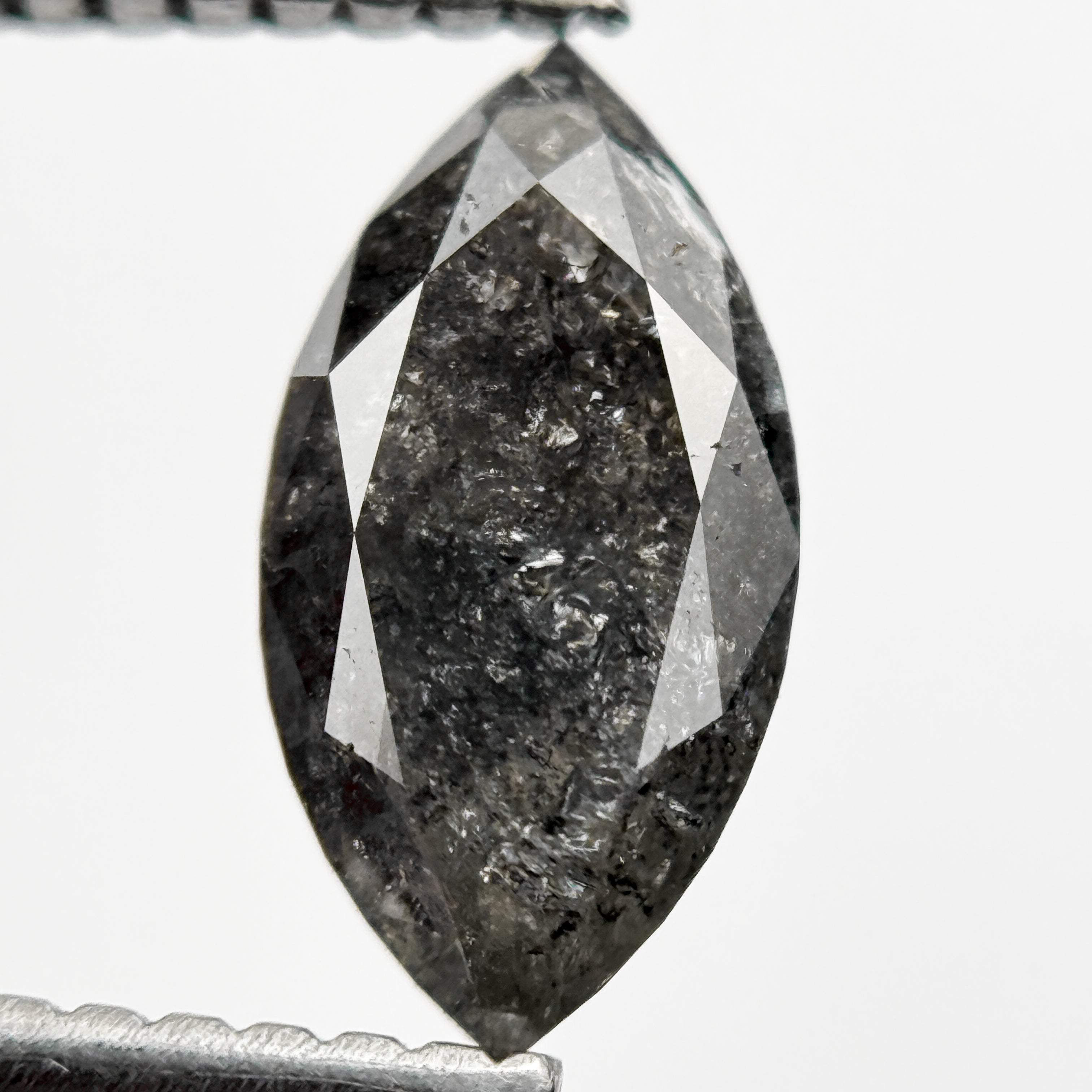 1.30 Ct Marquise Rose Cut Grey Natural Galaxy Diamond