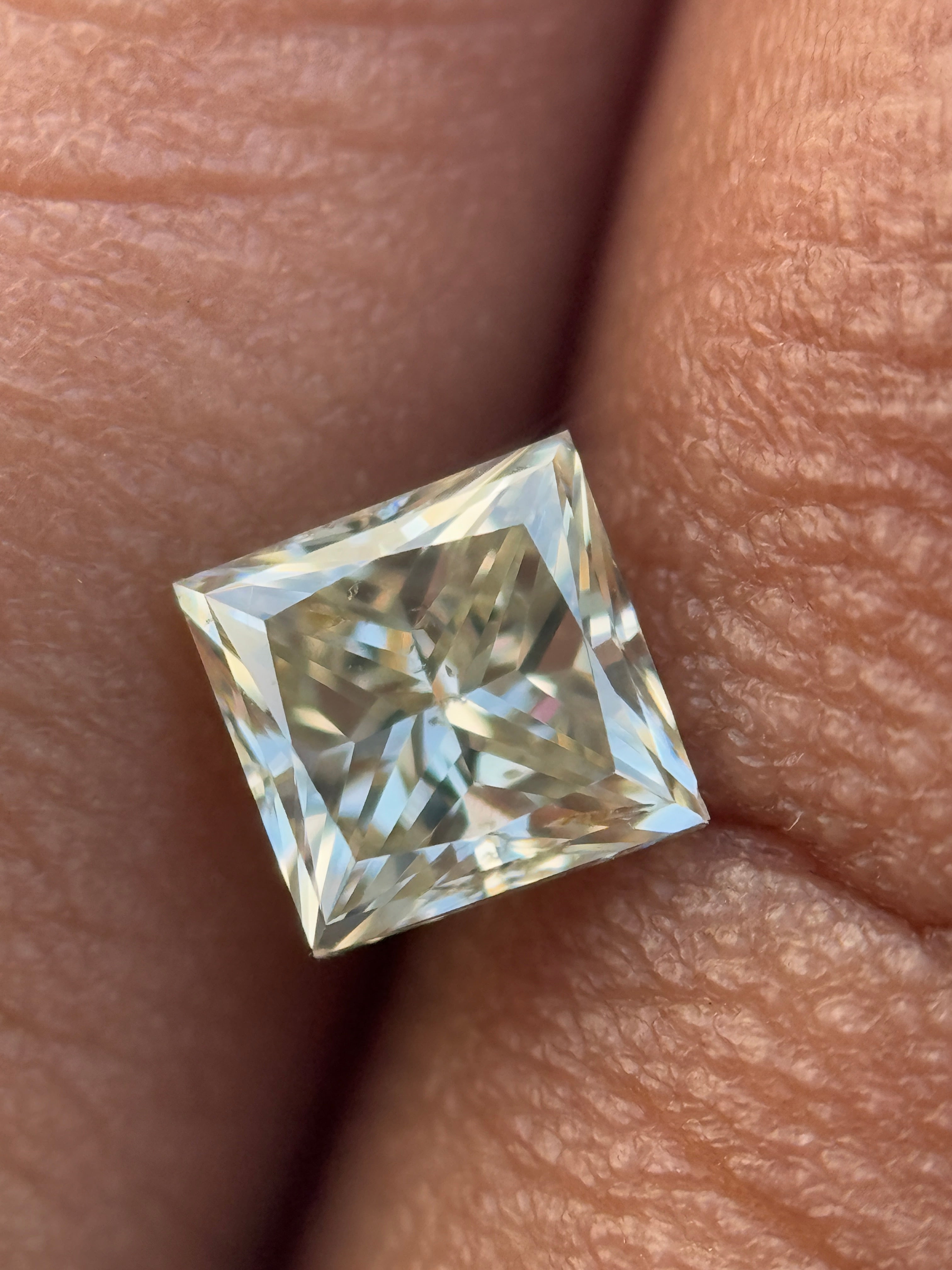 0.63 Ct Princess Rose Cut Grey Natural Salt and Pepper Diamond