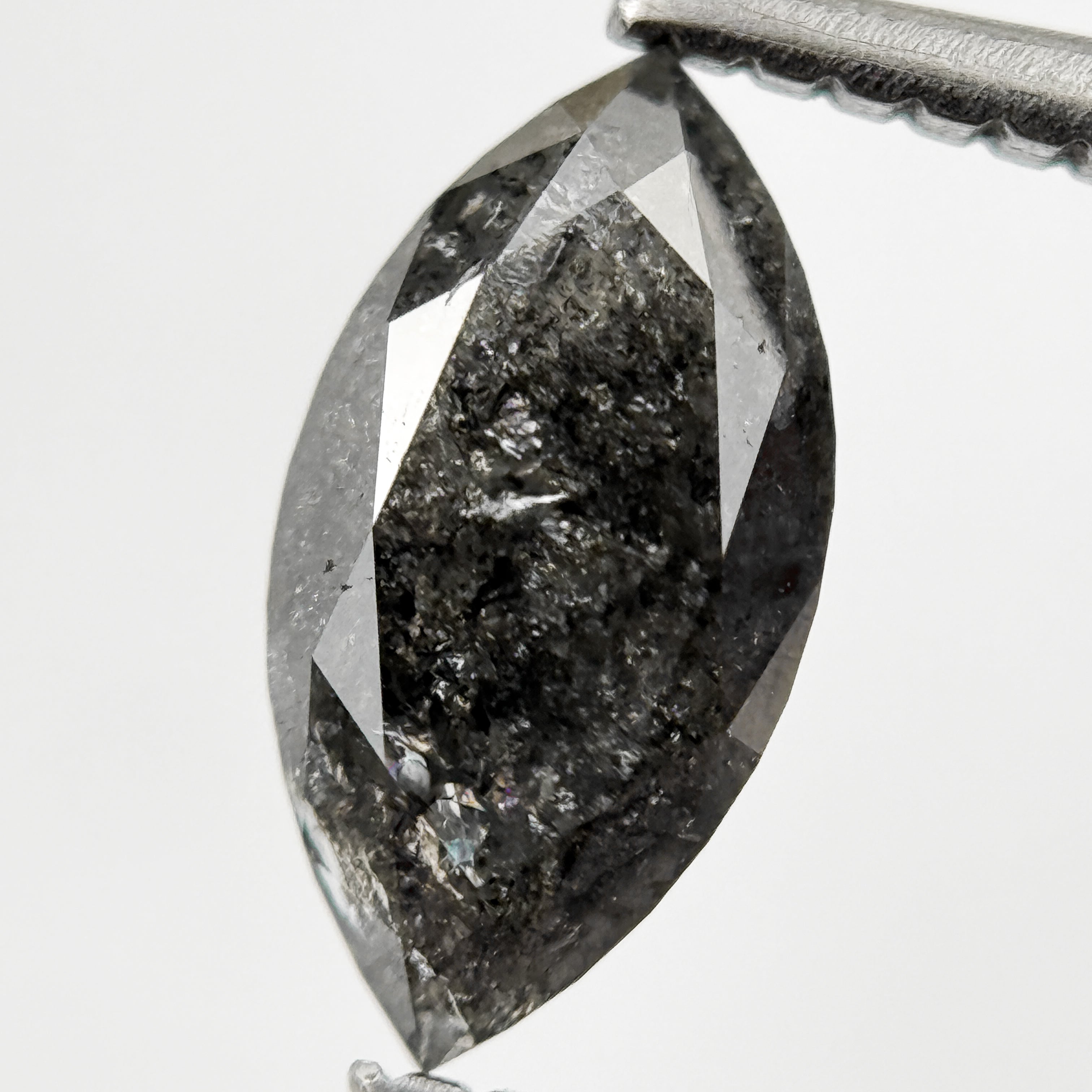 1.30 Ct Marquise Rose Cut Grey Natural Galaxy Diamond