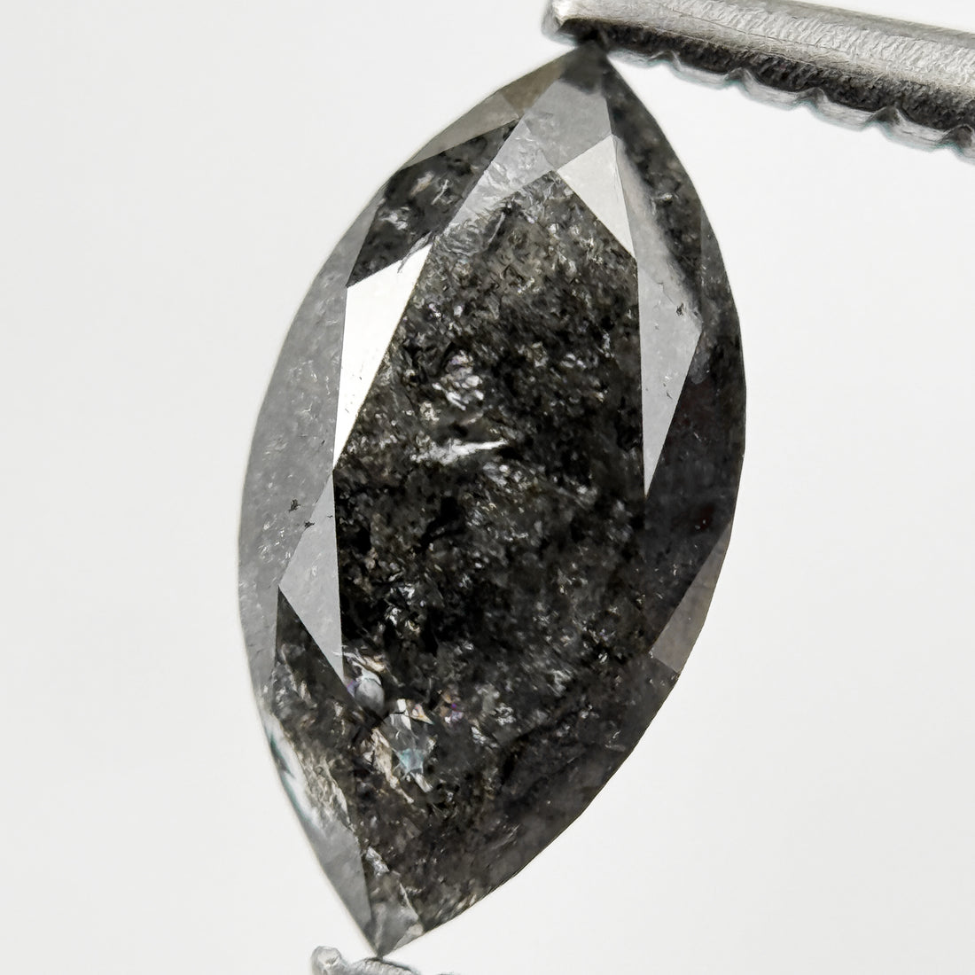 1.30 Ct Marquise Rose Cut Grey Natural Galaxy Diamond