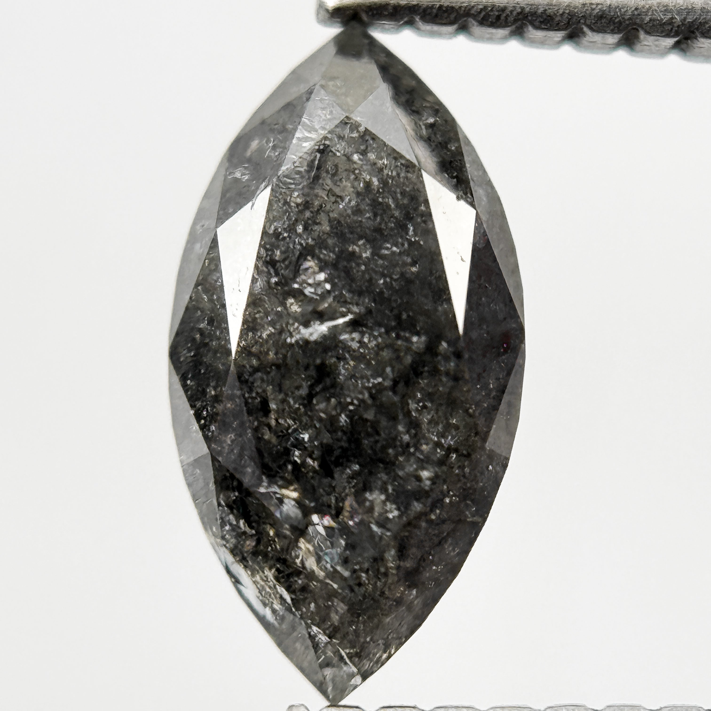 1.30 Ct Marquise Rose Cut Grey Natural Galaxy Diamond