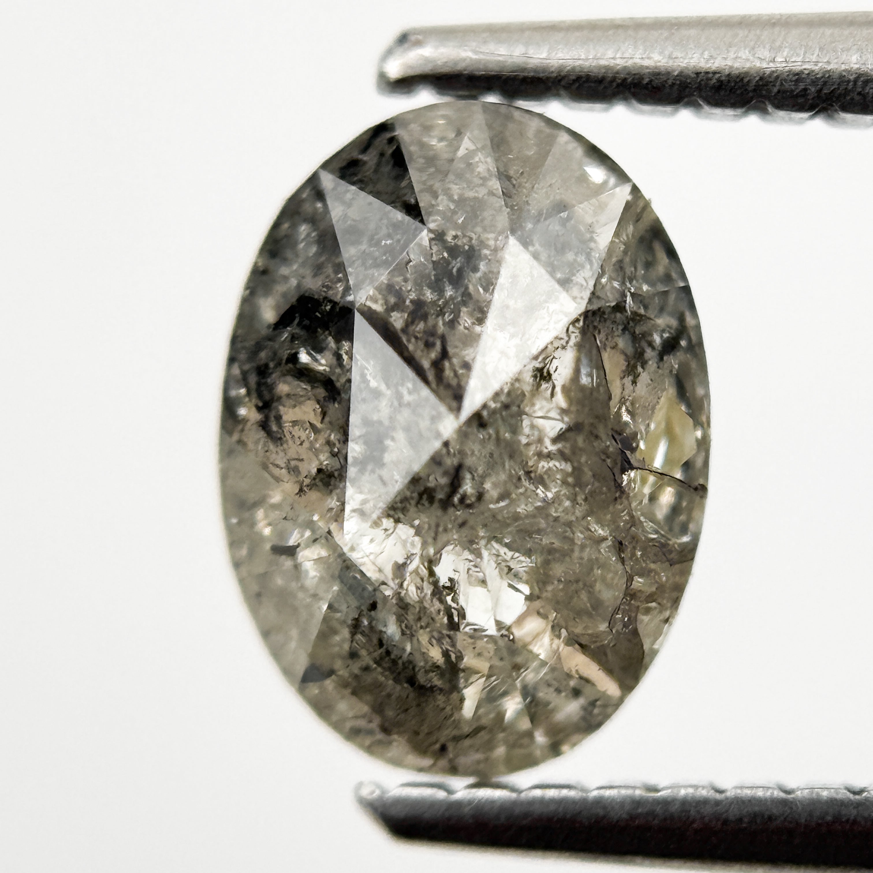 1.51 Ct Oval Rose Cut Grey Natural Minimal Diamond