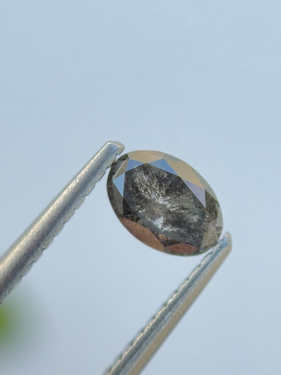 0.50 Ct Oval Rose Cut Grey Natural Salt and Pepper Diamond