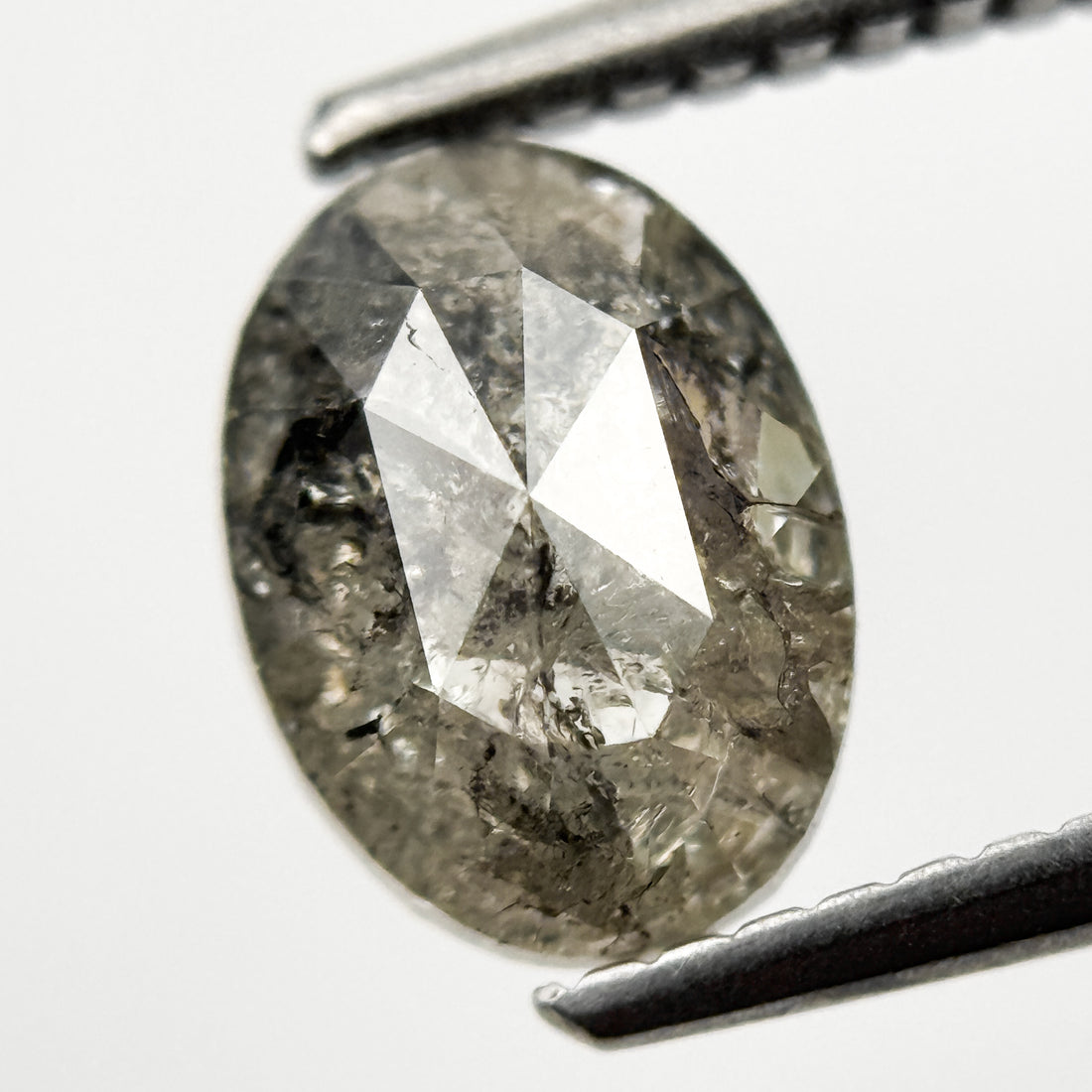1.51 Ct Oval Rose Cut Grey Natural Minimal Diamond
