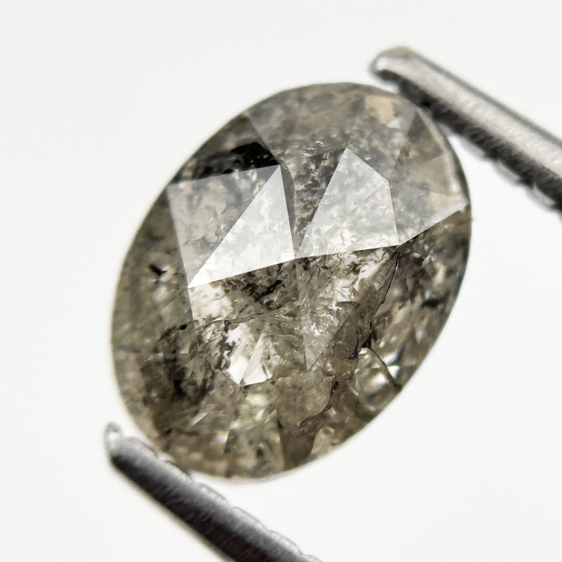 1.51 Ct Oval Rose Cut Grey Natural Minimal Diamond