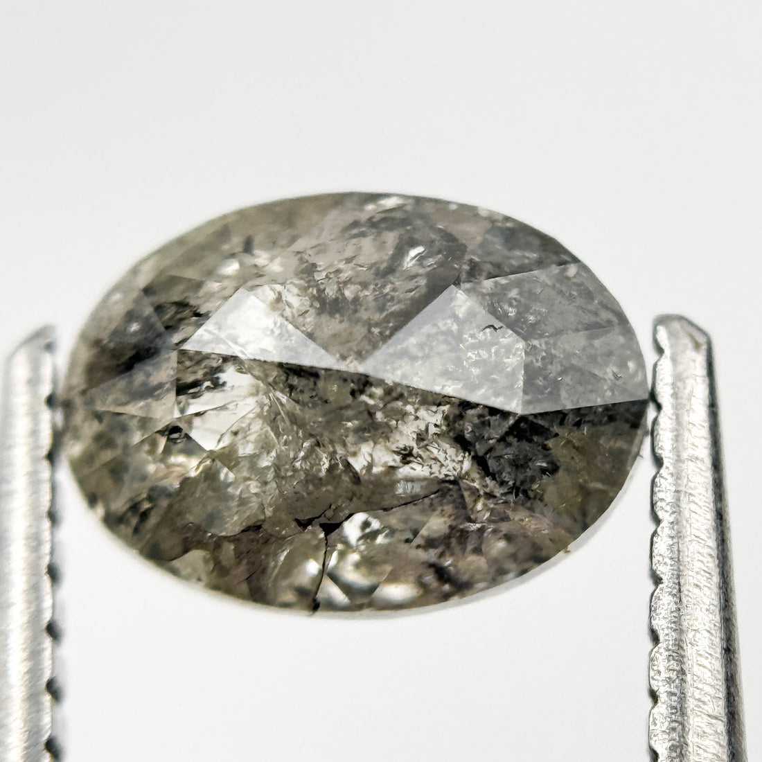 1.51 Ct Oval Rose Cut Grey Natural Minimal Diamond