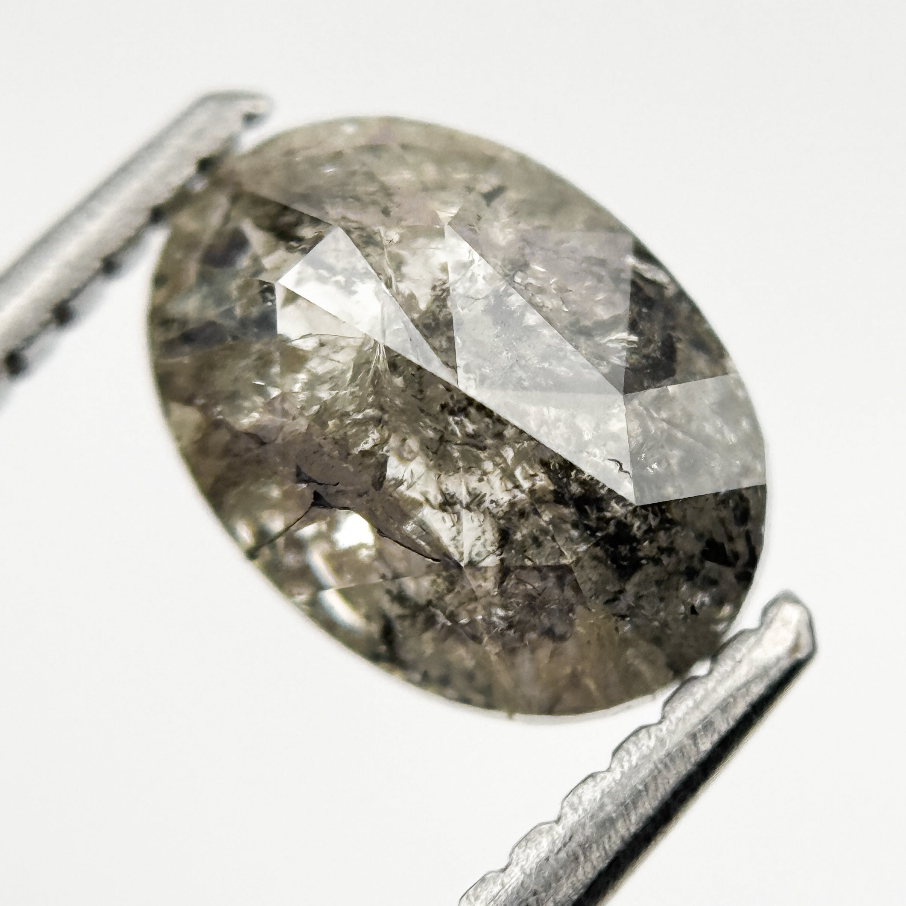 1.51 Ct Oval Rose Cut Grey Natural Minimal Diamond